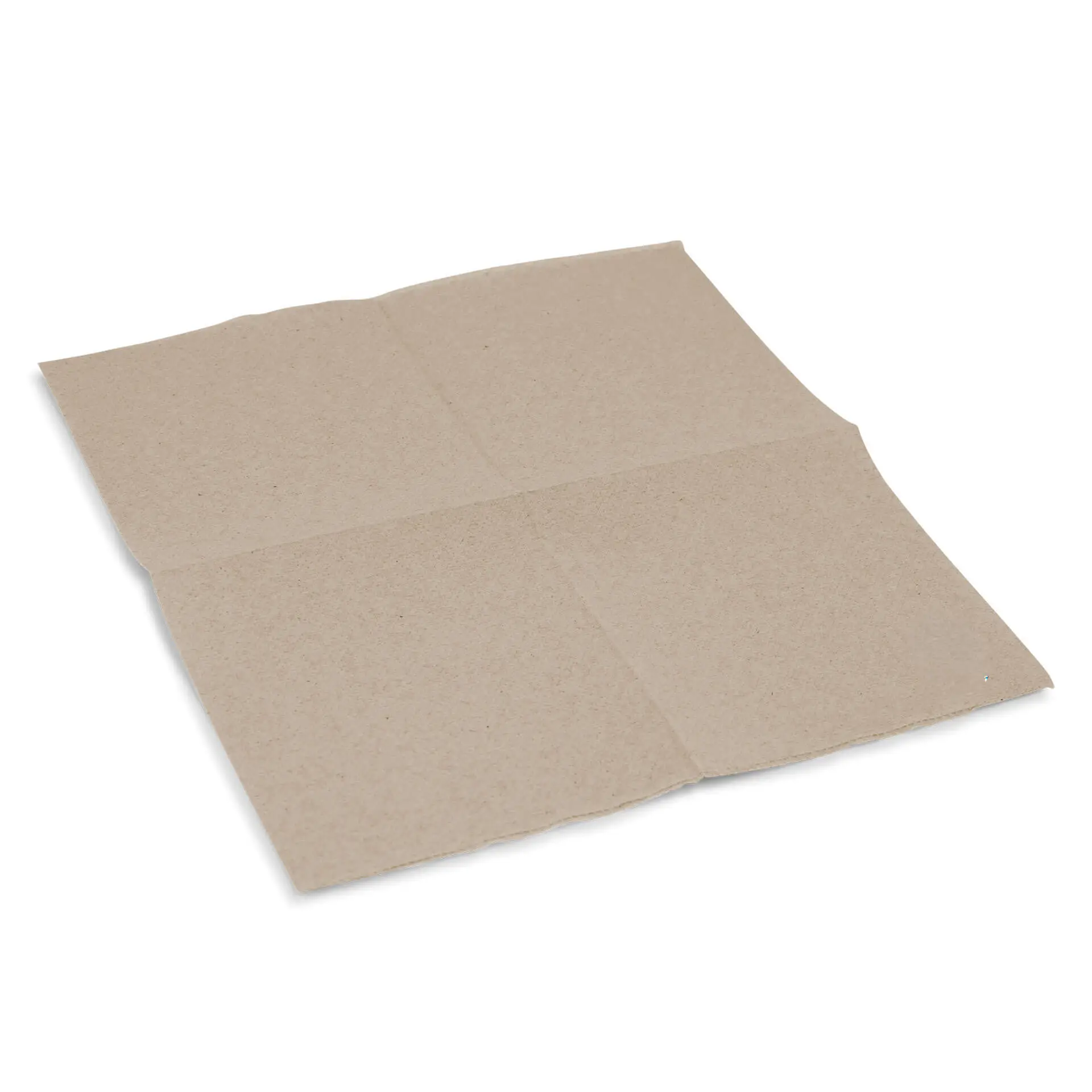 Square, unbleached, 2-ply recycled cocktail napkin, 20 x 20 cm, folded into quarters.