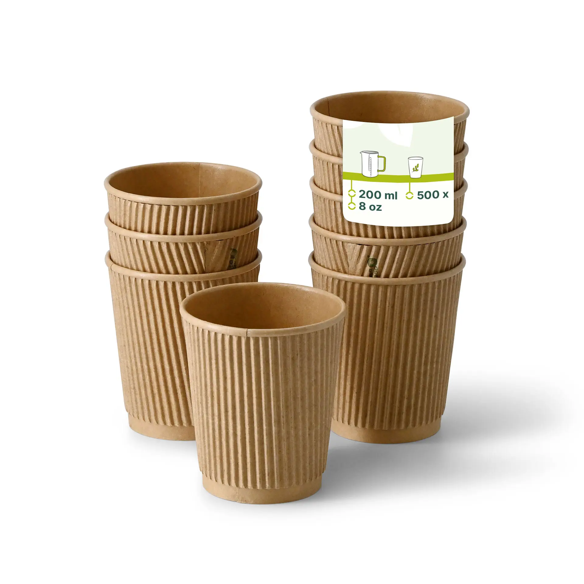 Riffelbecher / Kaffee to go Becher 200 ml / 8 oz, Ø 80 mm, braun