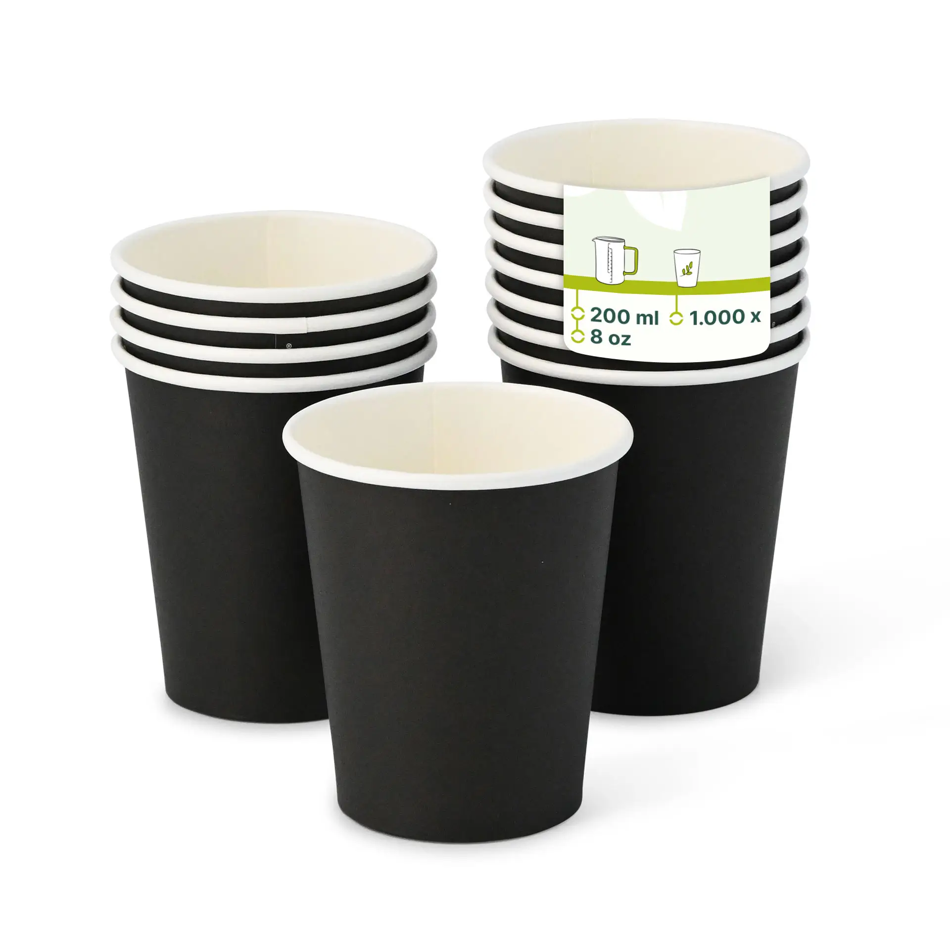8 oz Paper cups single wall, Ø 80 mm, black