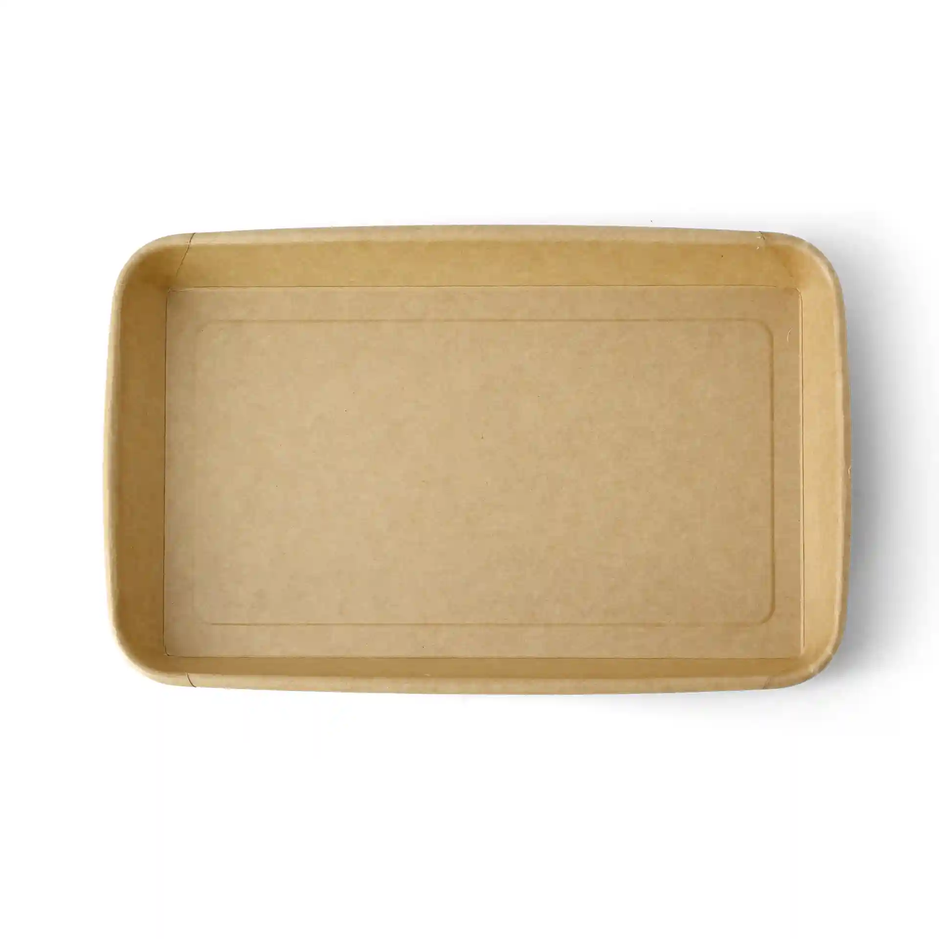 Braune rechteckige Sushi-Box, 24 x 15 x 3 cm, mit glatter Oberfläche und leicht erhöhten Rändern.