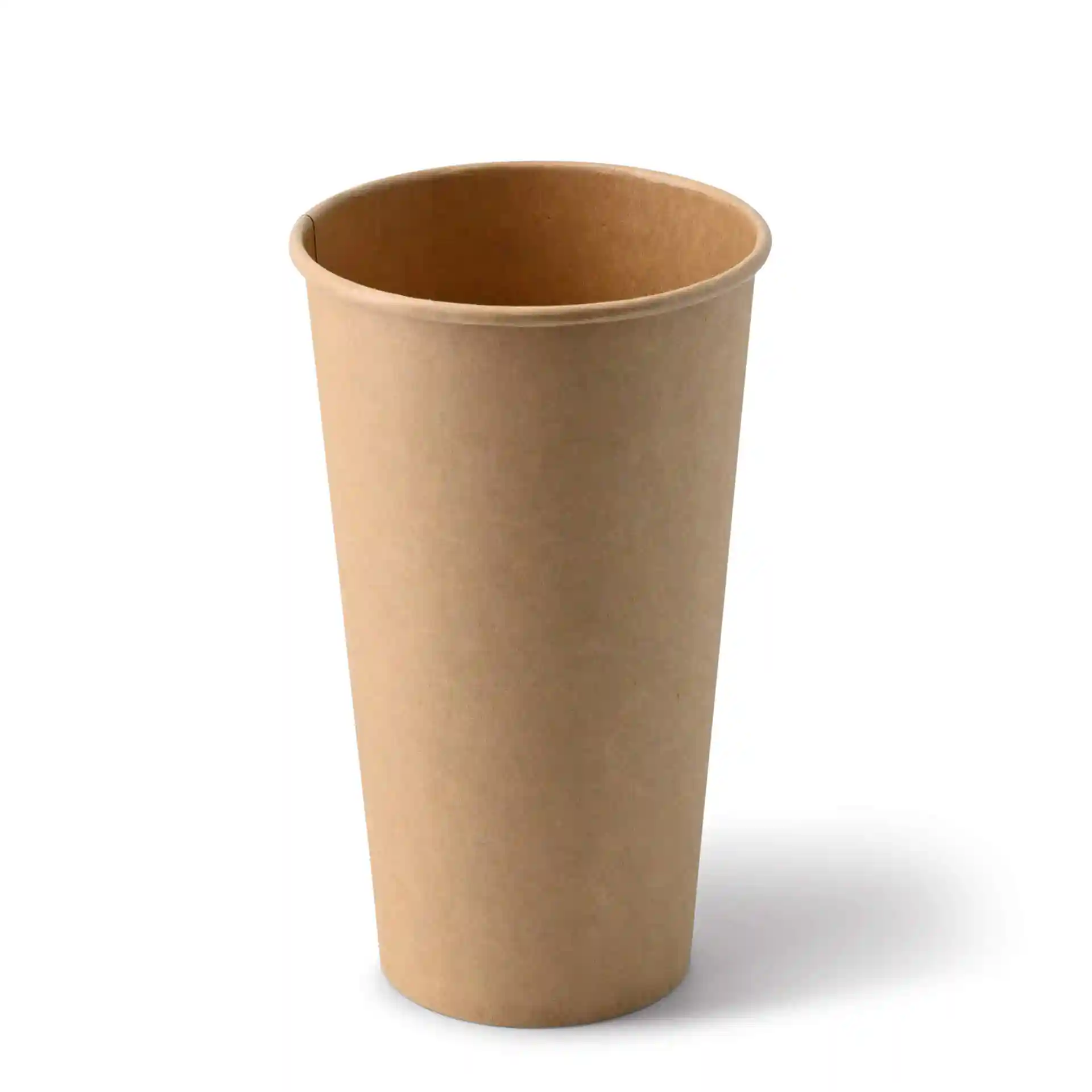 Brauner Pappbecher mit runder Form, 20 oz Fassungsvermögen und einer Höhe von 150 mm.