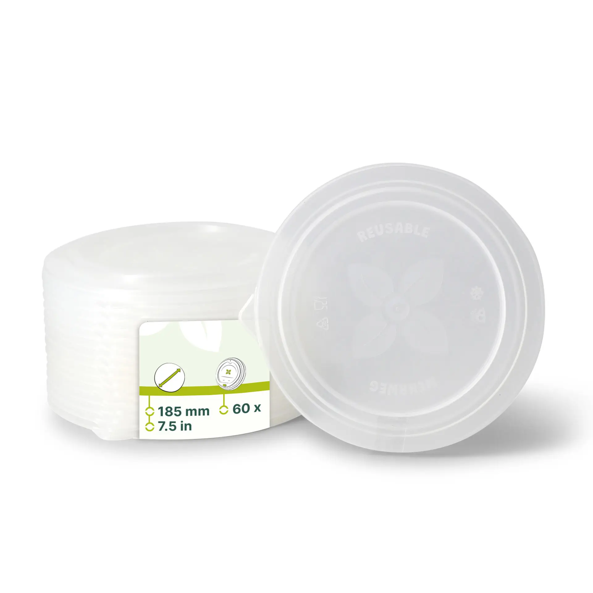 Reusable lids "merways Bowl" Ø 185 mm, PP, transparent Reusable lids "merways Bowl" Ø 185 mm, PP, transparent