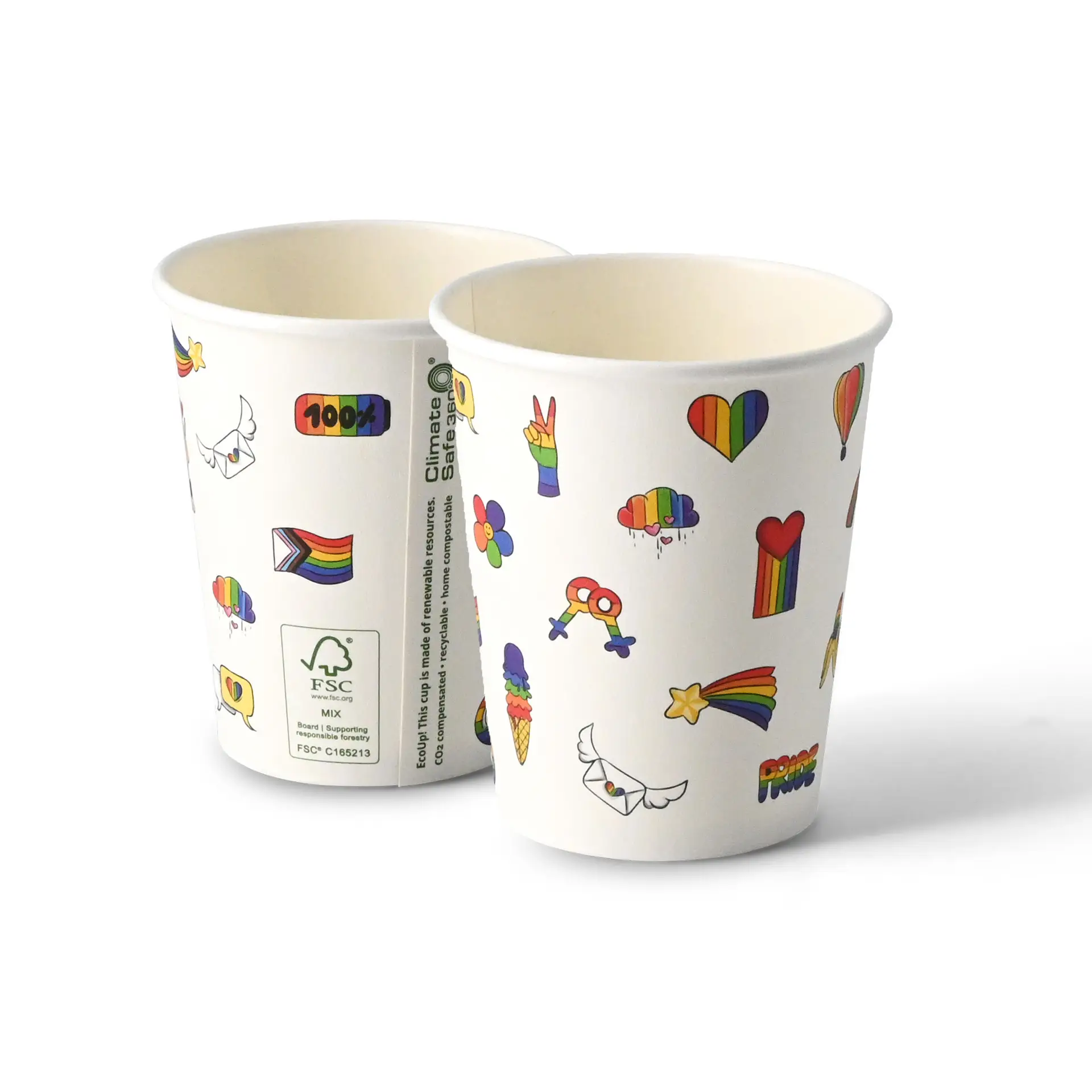 8 oz Paper cup printed with "Pride", Ø 80 mm, white