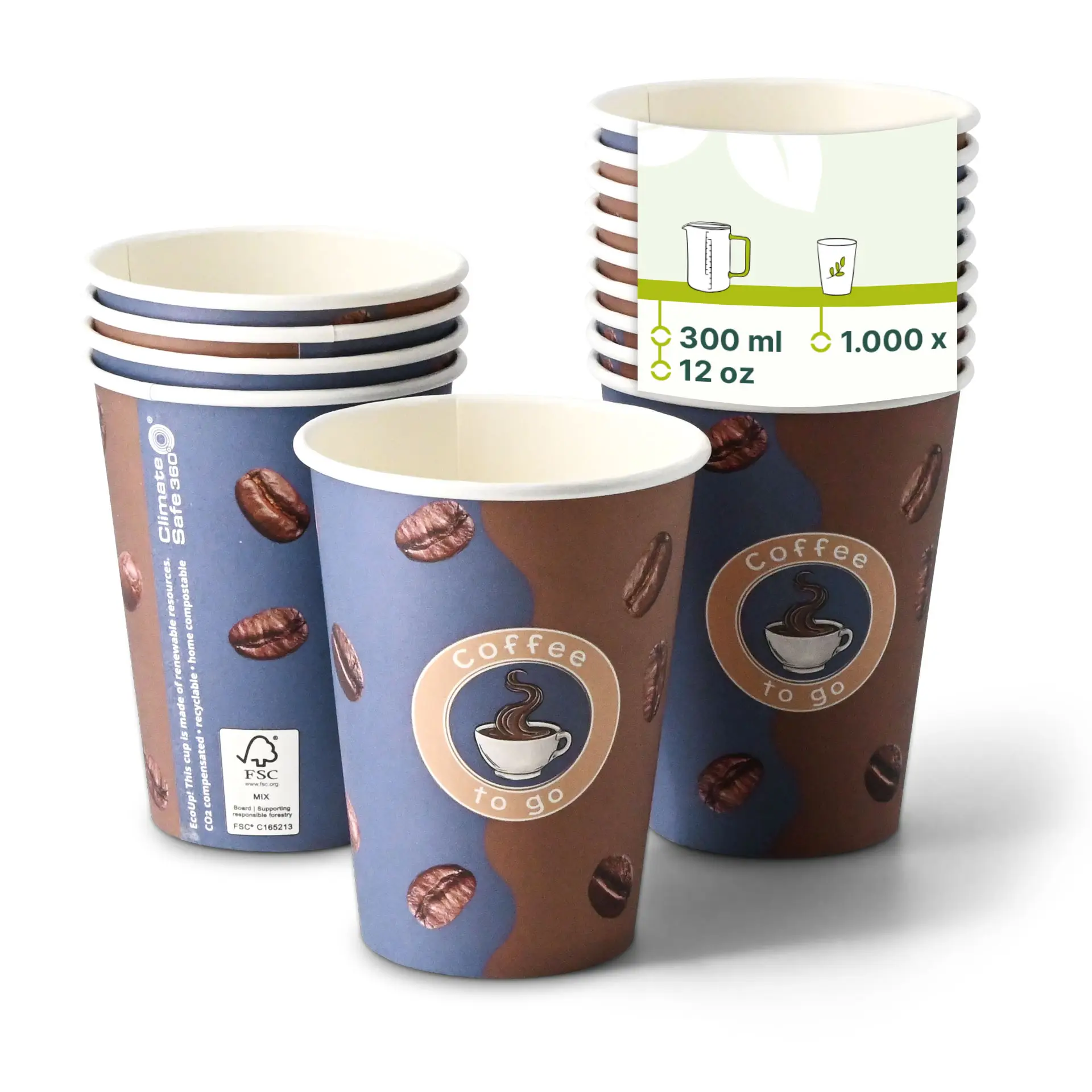 Pappbecher bedruckt "Kaffee  300 ml / 12 oz, Ø 90 mm dhd04554-pappbecher-bedruckt-kaffee-300-ml-12-oz-90-mm