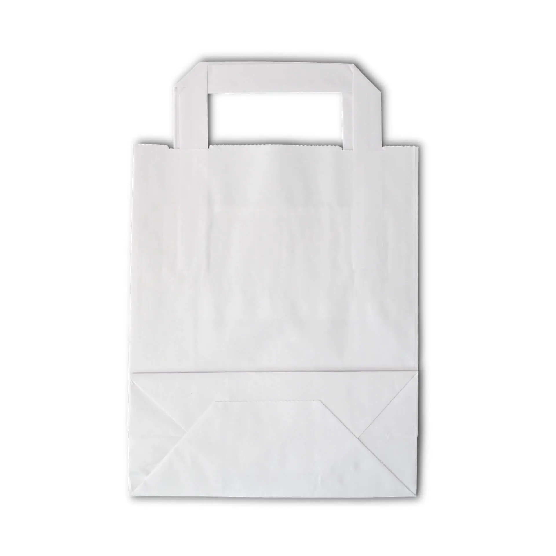 White paper carrier bag with handles, tear-resistant, dimensions 18 x 8 x 22 cm, suitable for shopping and groceries.