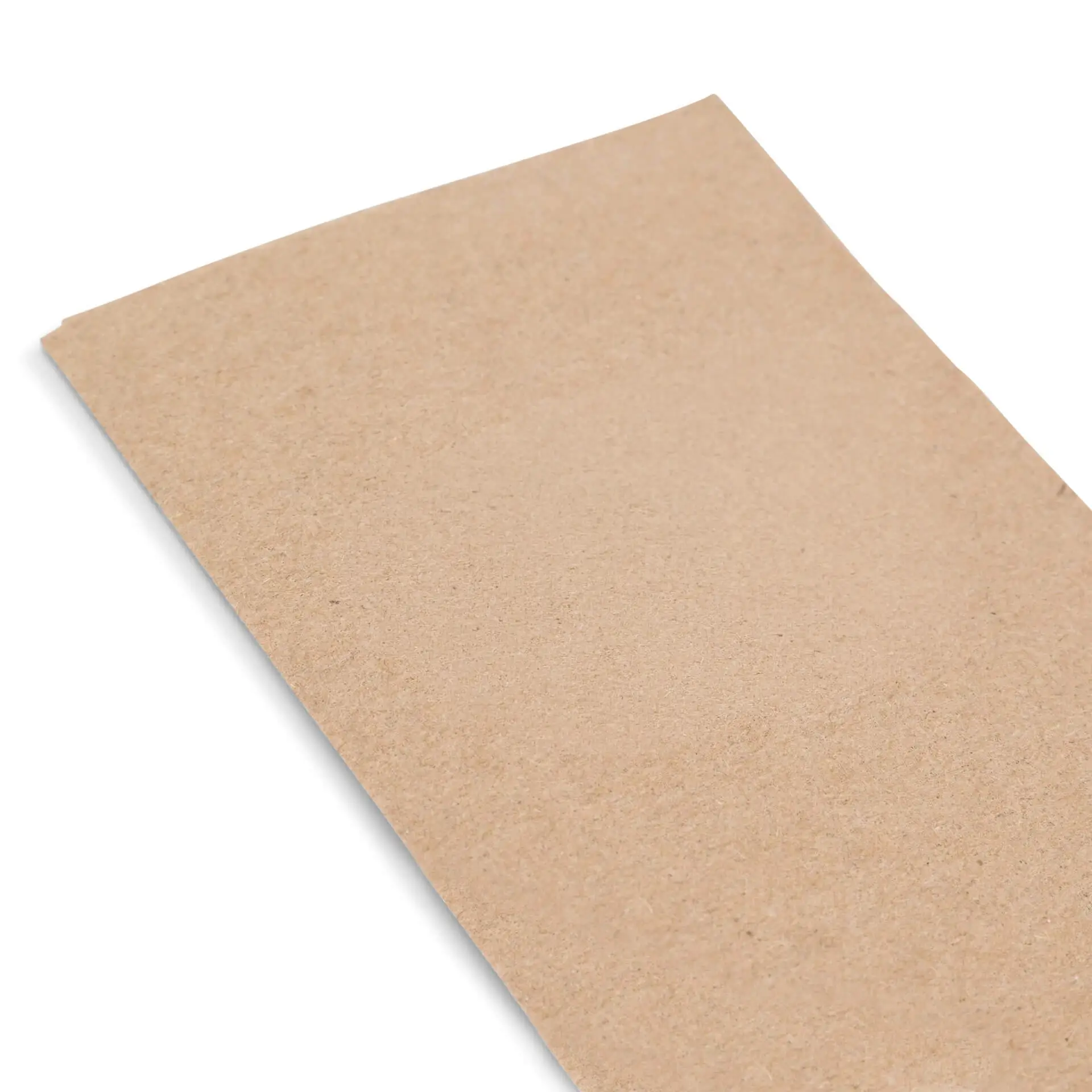 Rechteckige ungebleichte Recycling-Papierserviette mit grünem Druckdesign und Text.