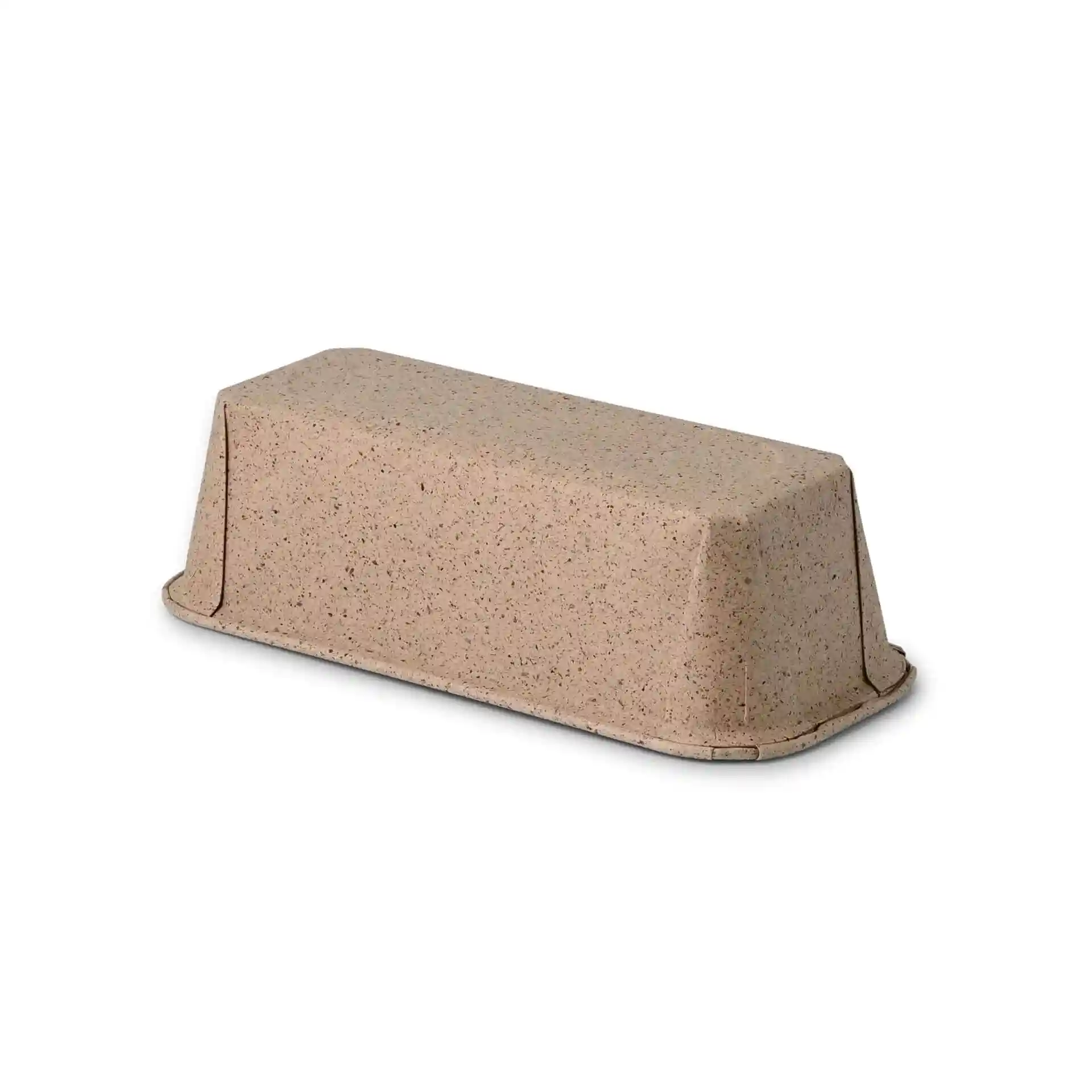 Rectangular baking mould made from brown cocoa paper, measuring 16 × 5.5 × 5 cm.