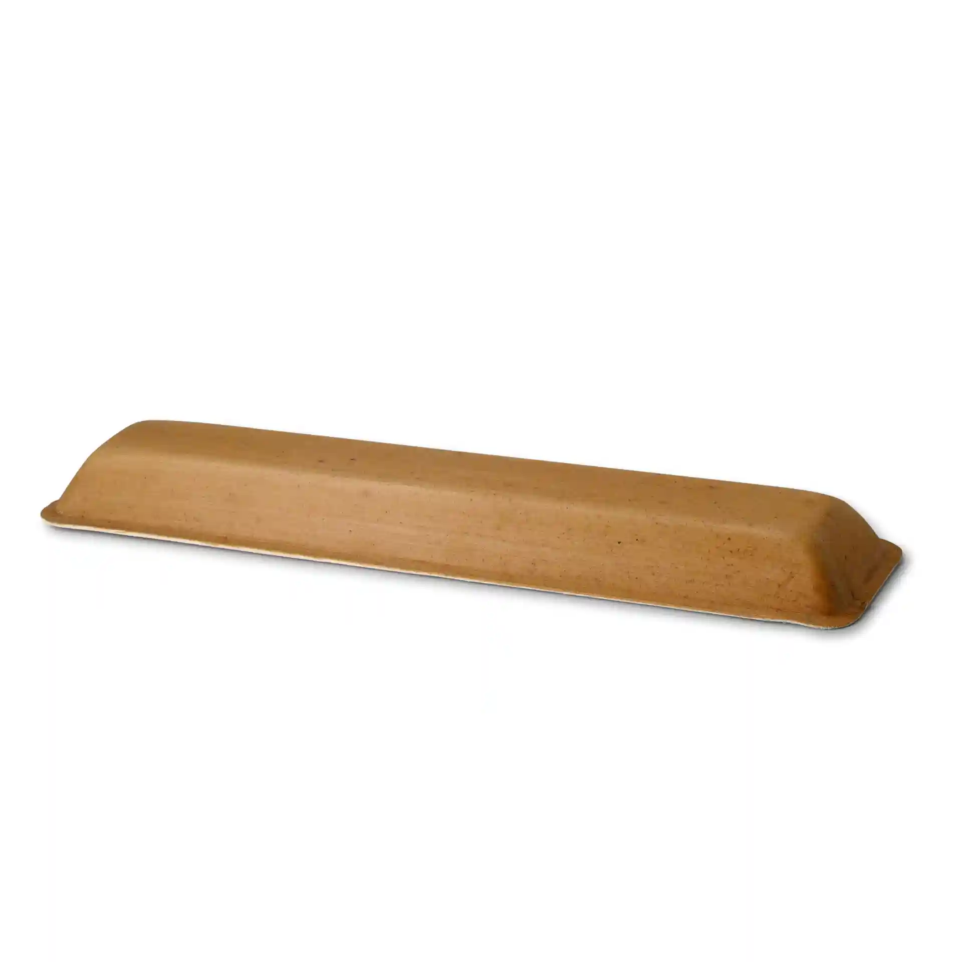 Rechteckiges Palmblatt-Tablett in einer Getreidefarbe, 38 x 8,5 cm groß, mit einer Höhe von 3 cm.