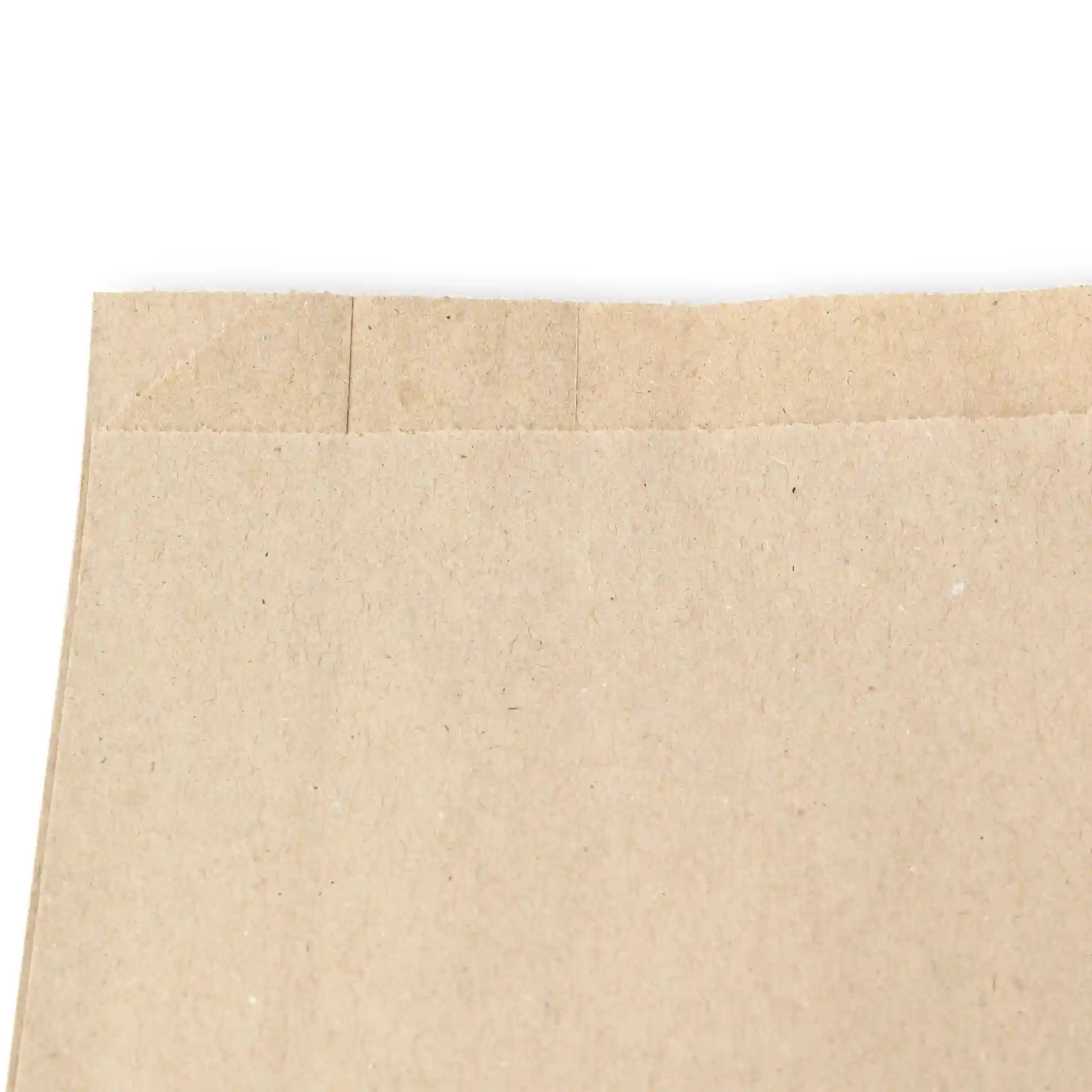Braune flache Papiertüte mit gefaltetem oberen Rand, 15 x 6 x 29 cm, aus unbeschichtetem Papier.