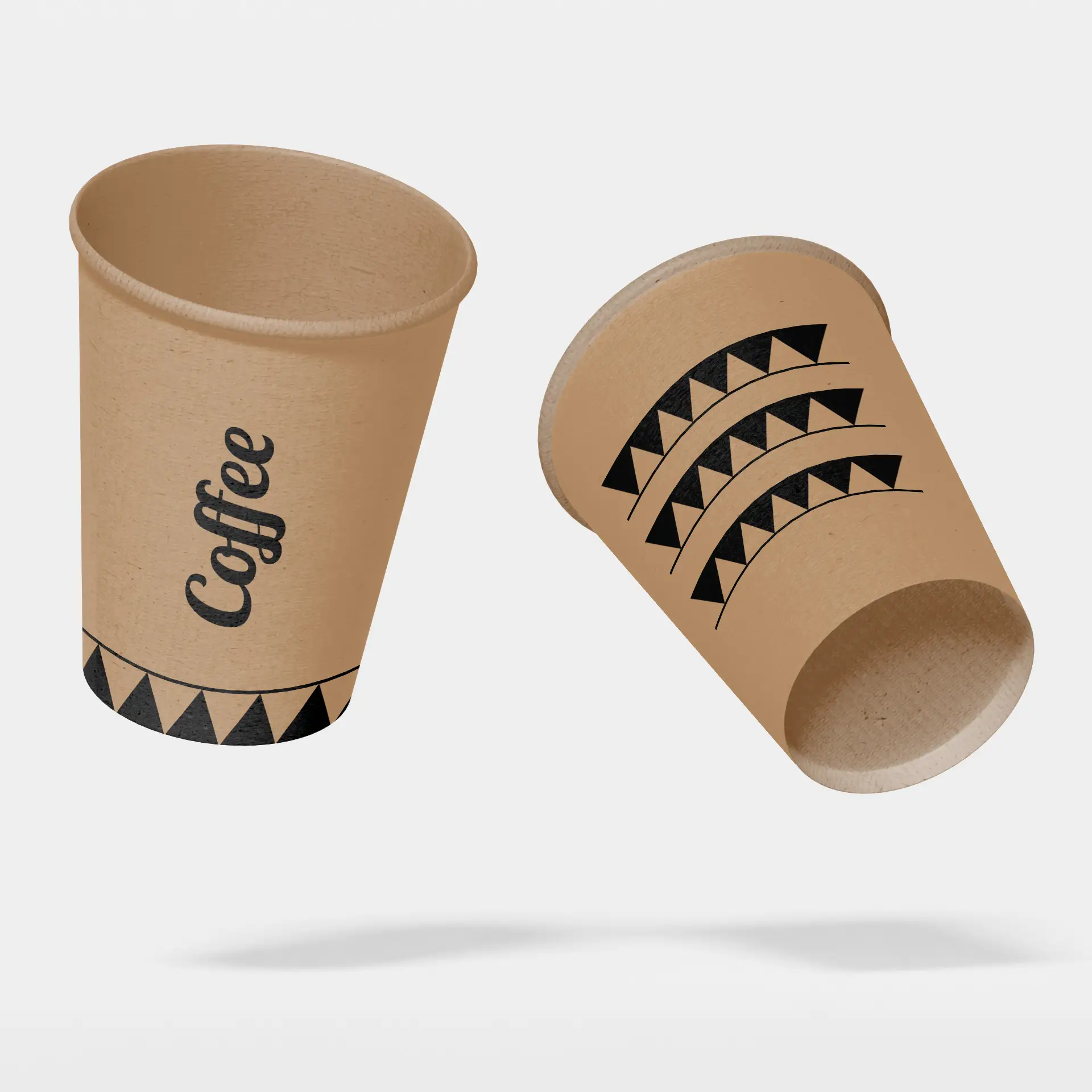 Paper cups with logo (single-wall), 300 ml / 12 oz, brown, PLA coated