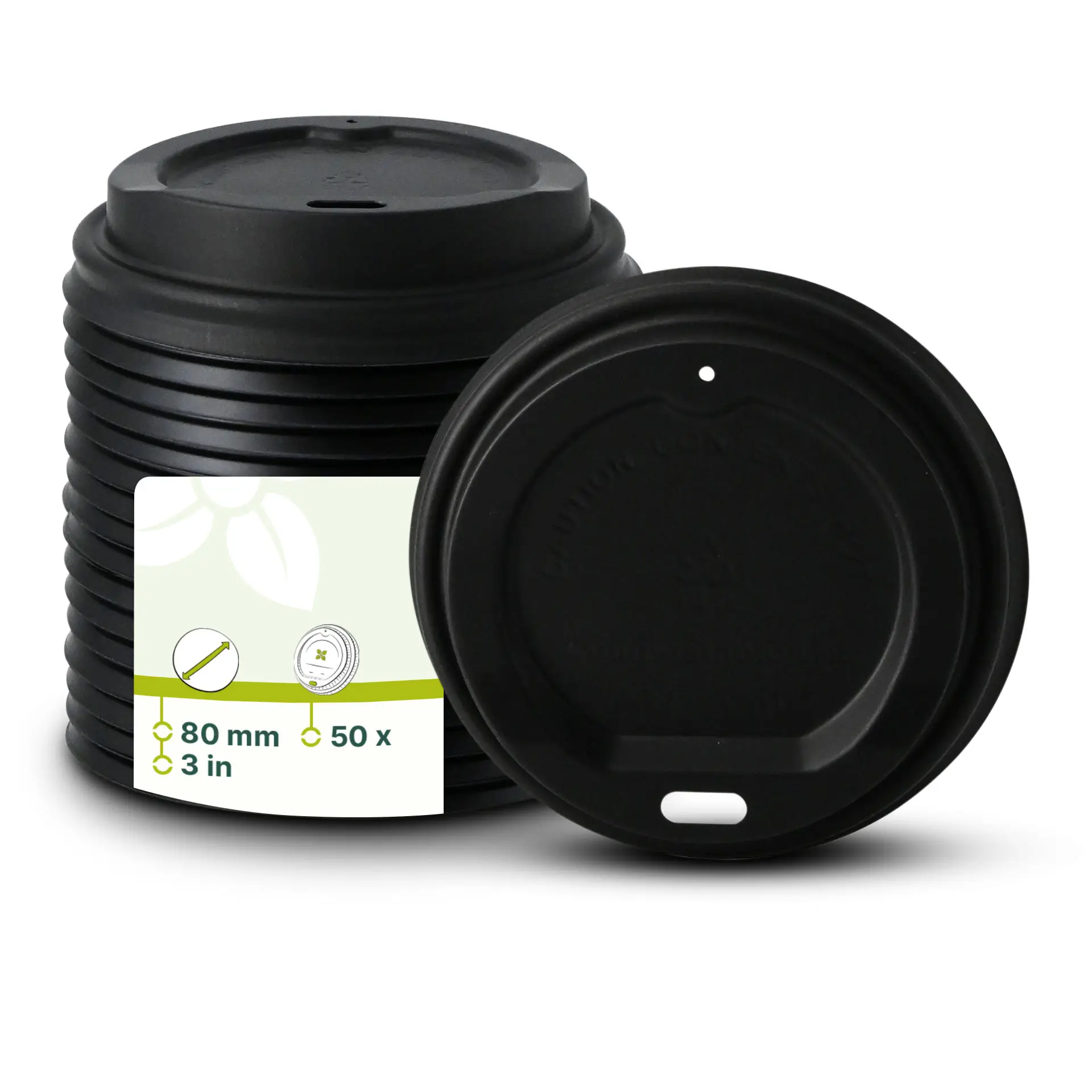 PS lid Ø 80 mm, black, drinking hole