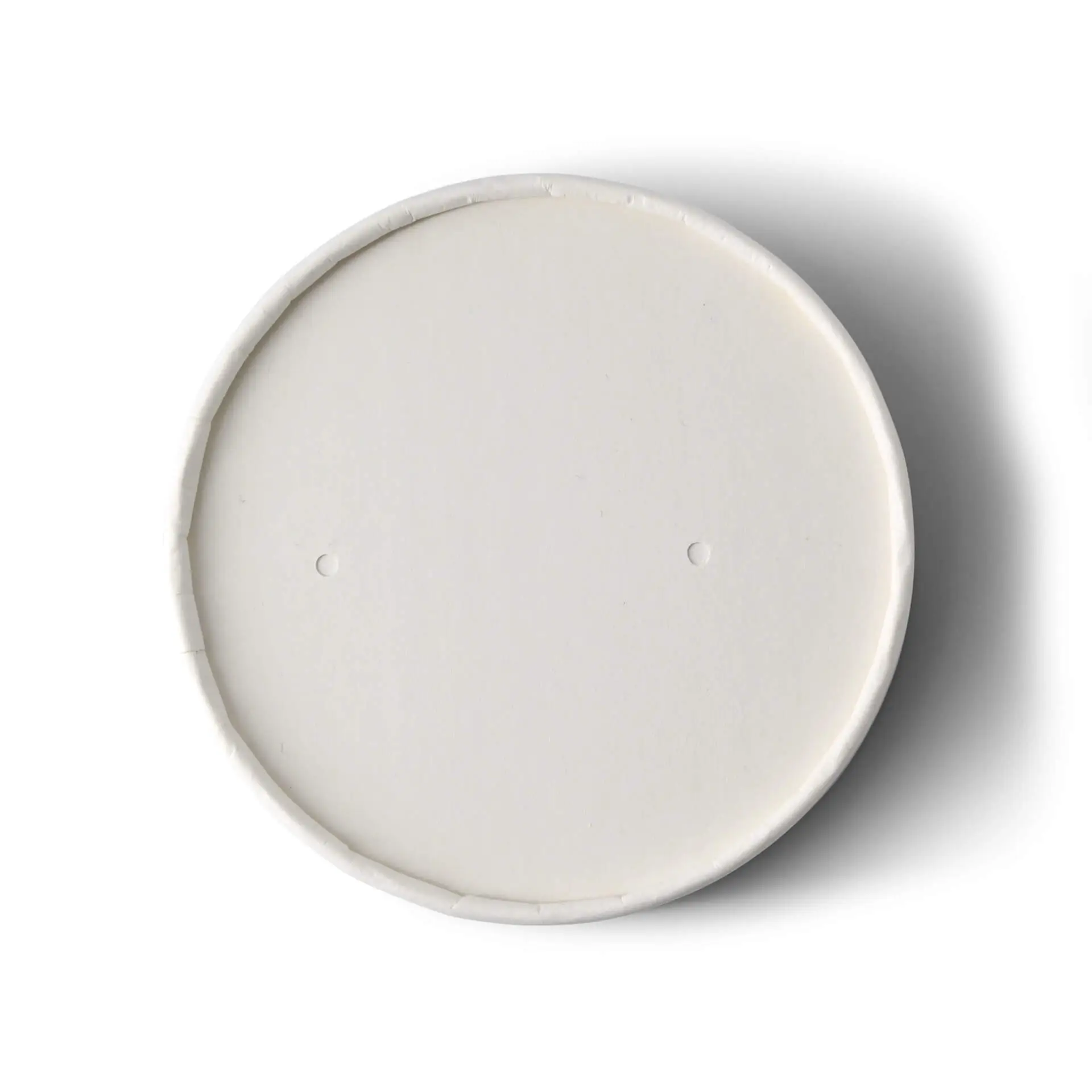 White cardboard membrane lid with a diameter of 95 mm, designed for eco-friendly closure of hot dishes.