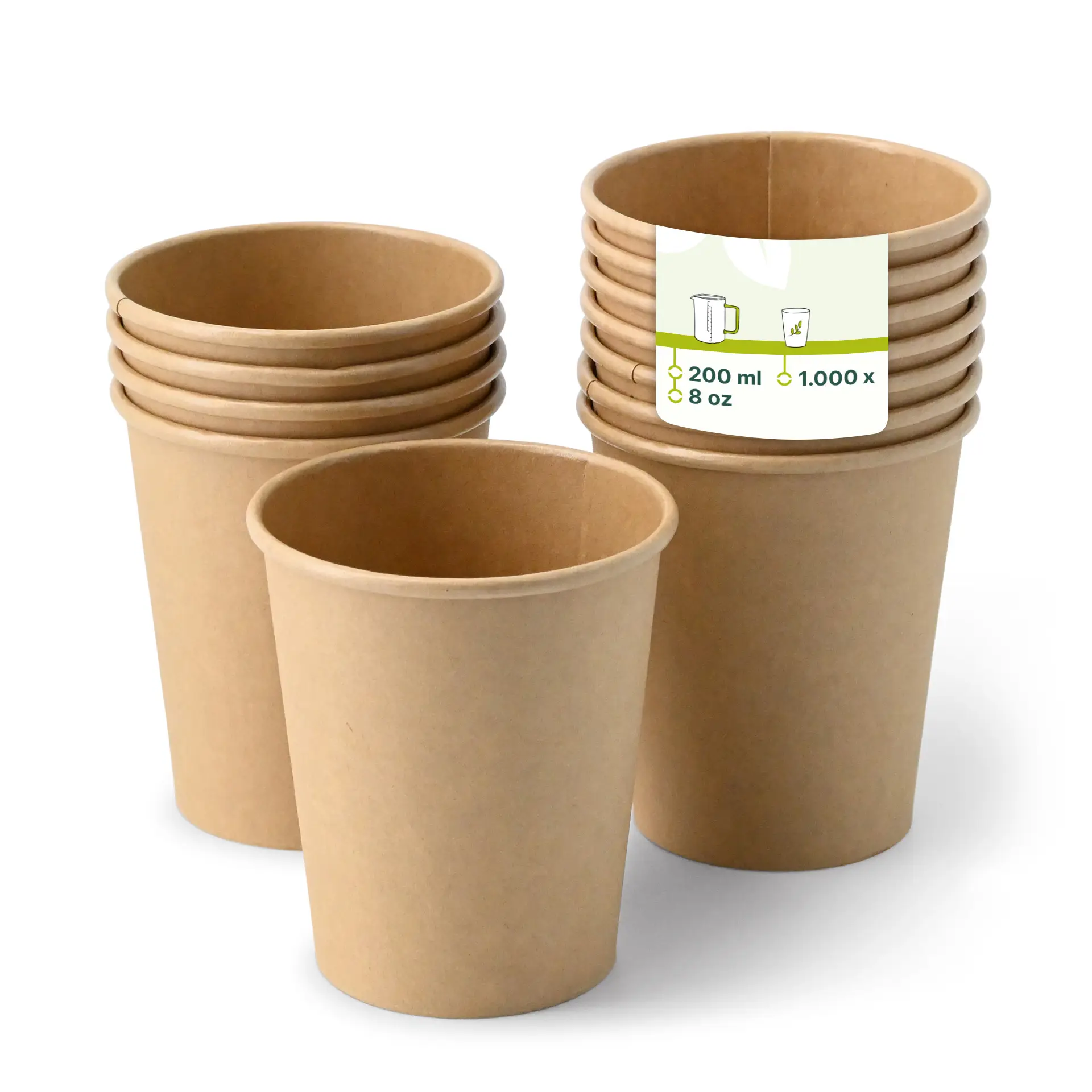 8 oz Paper cups single wall, Ø 80 mm, kraft dhd04512-pappbecher-200-ml-8-oz-80-mm-braun