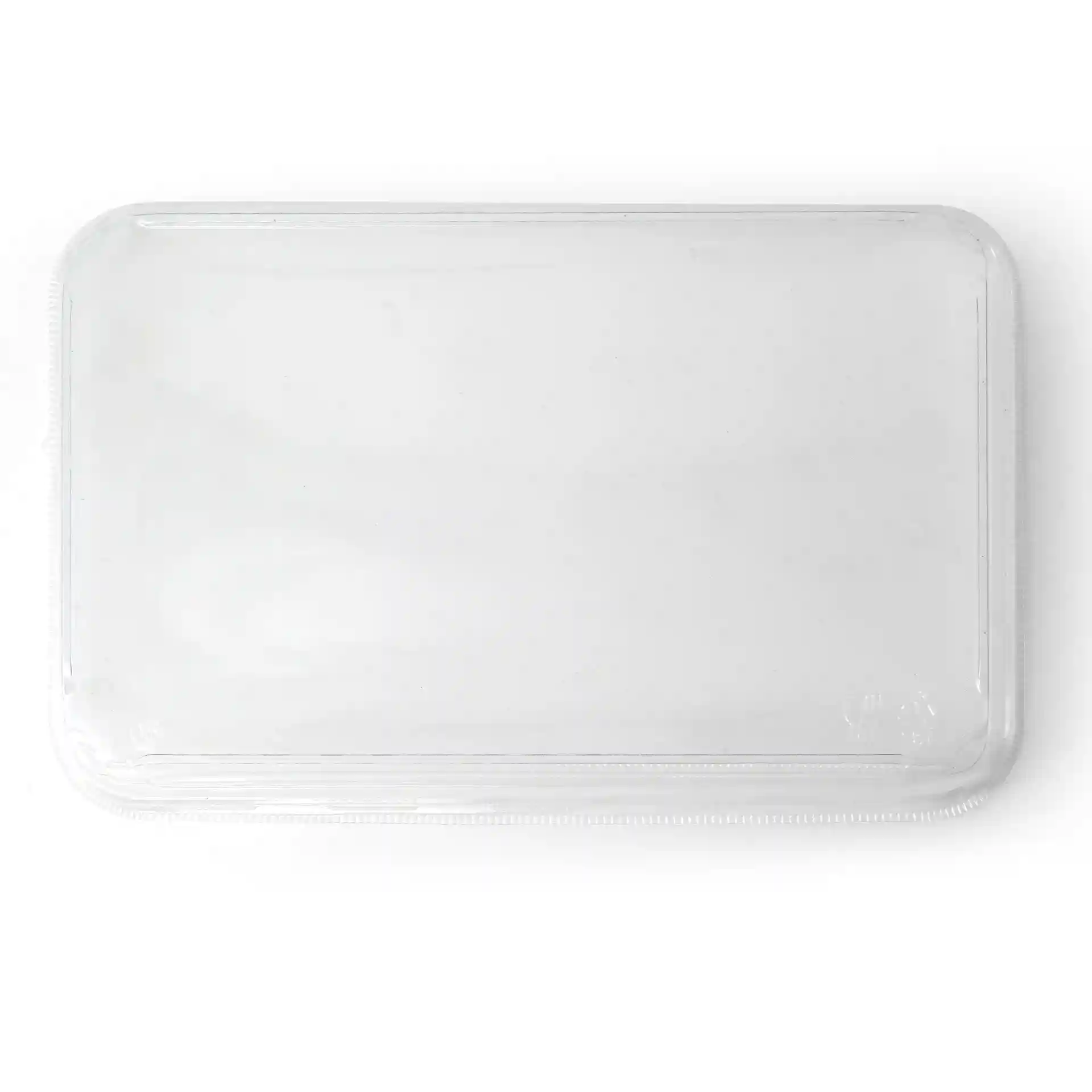 Transparent PET lid for sushi boxes, measuring 24 x 15 cm, with a height of 3.5 cm.