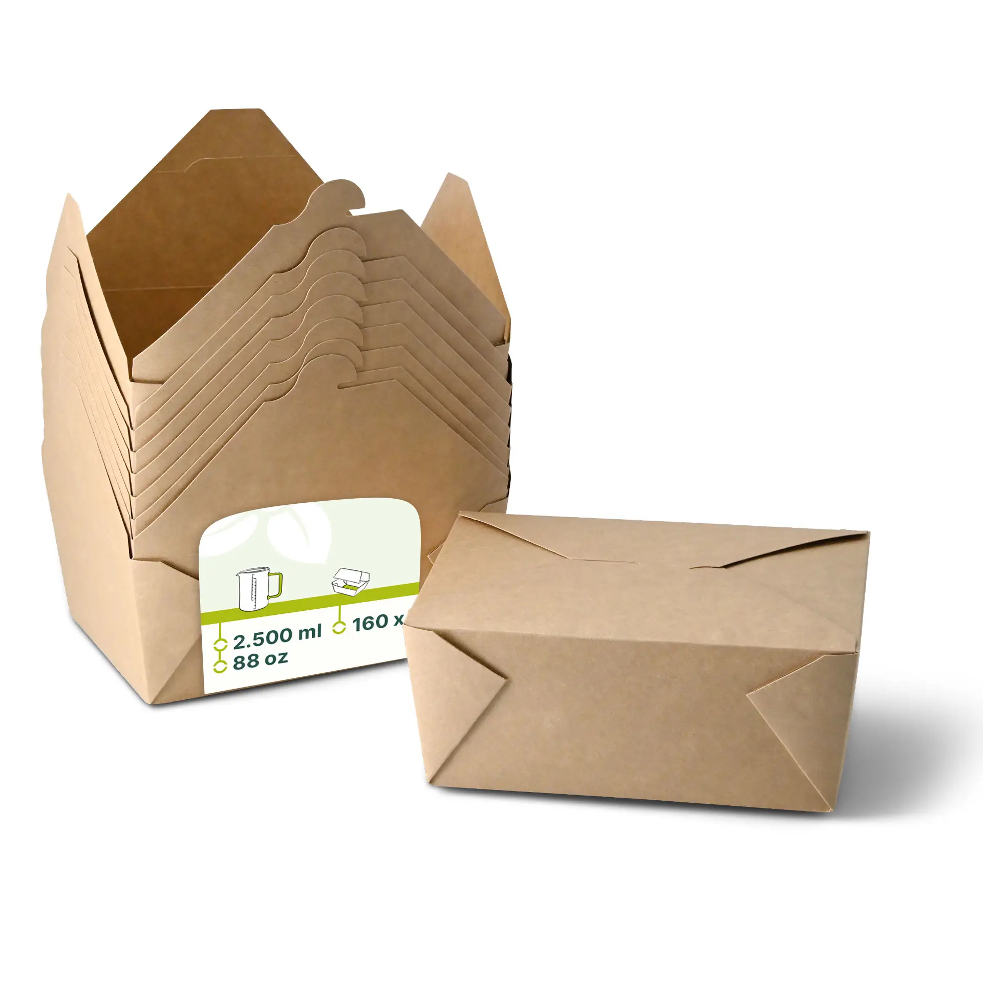Take-away boxes made of cardboard 2500 ml, brown