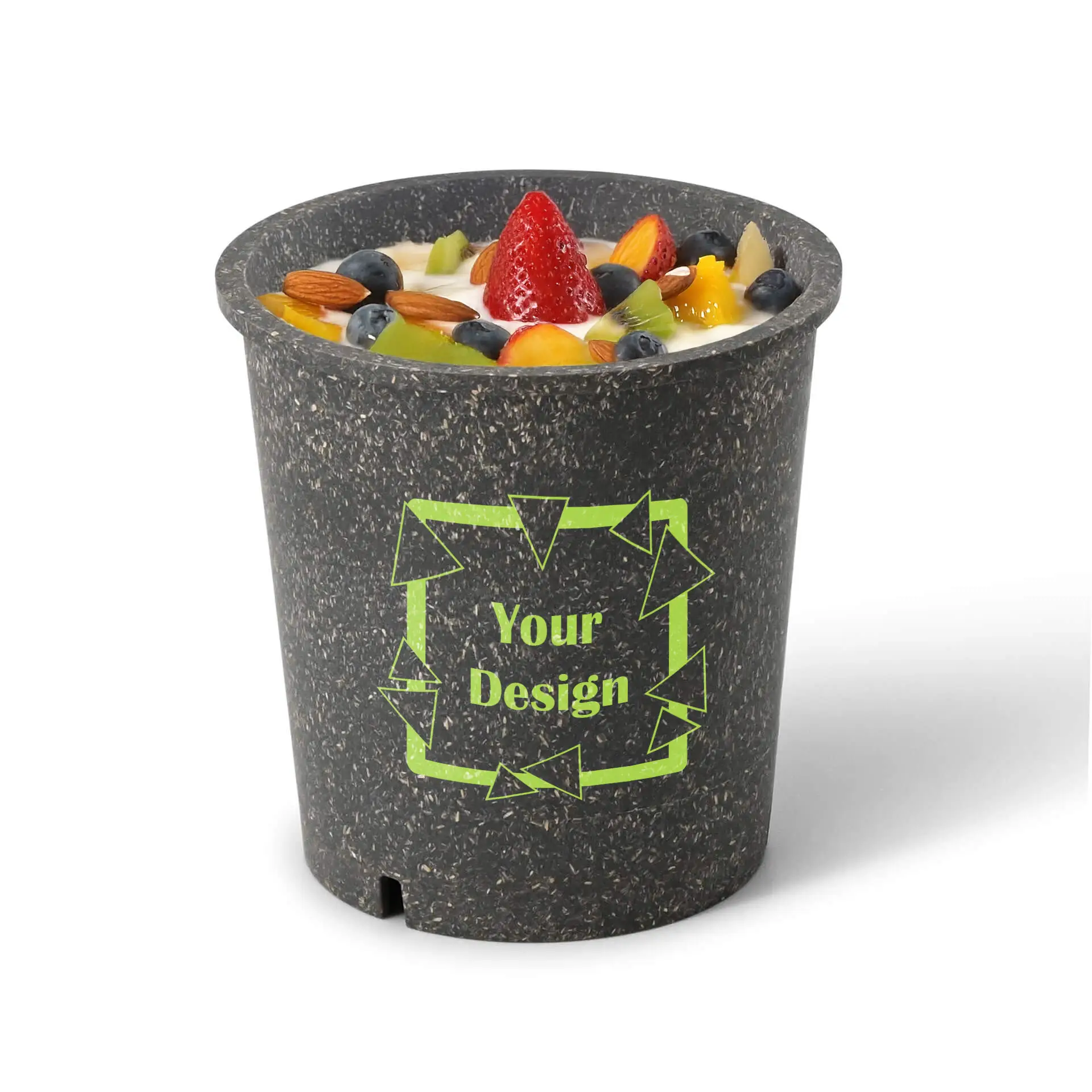 14 oz Ø 95 mm Printed reusable cups "merways Cup", pepper / grey