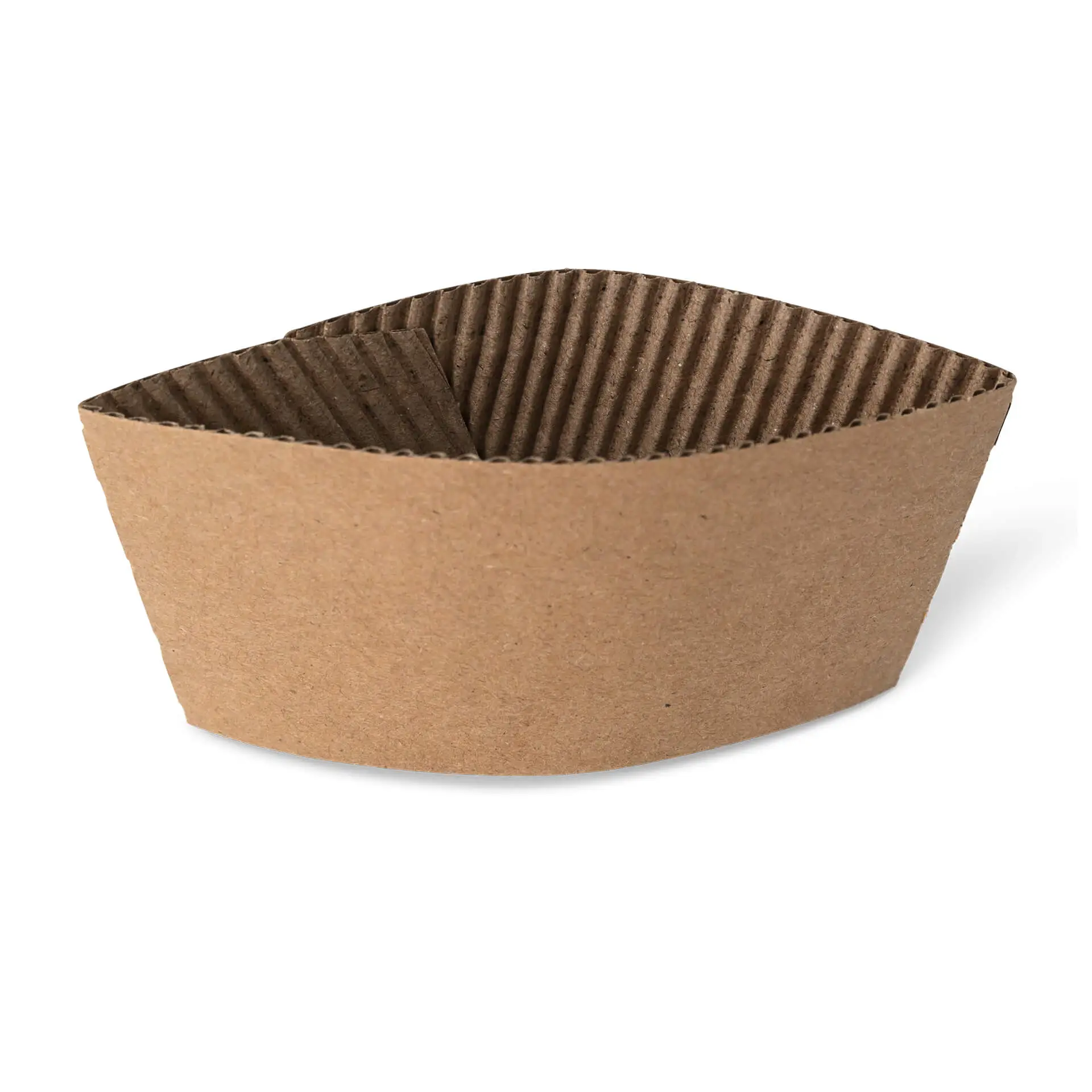 Brauner Kartonbecherhalter für 150/200/250 ml Papierbecher, mit gerippter Innenseite und konischem Design.