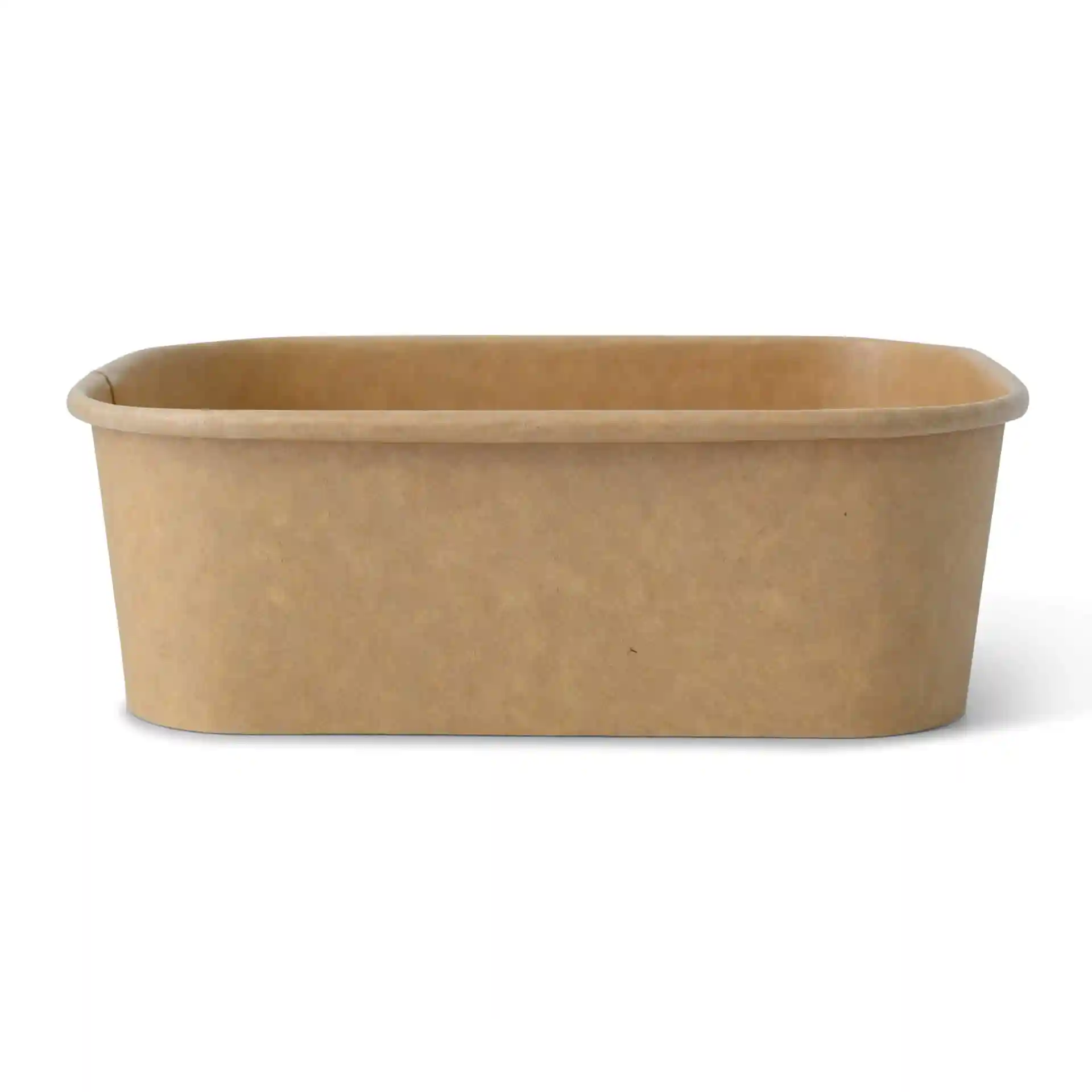 Rectangular brown cardboard food container, dimensions 17.5 x 12.5 x 5.5 cm, with a capacity of 750 ml.