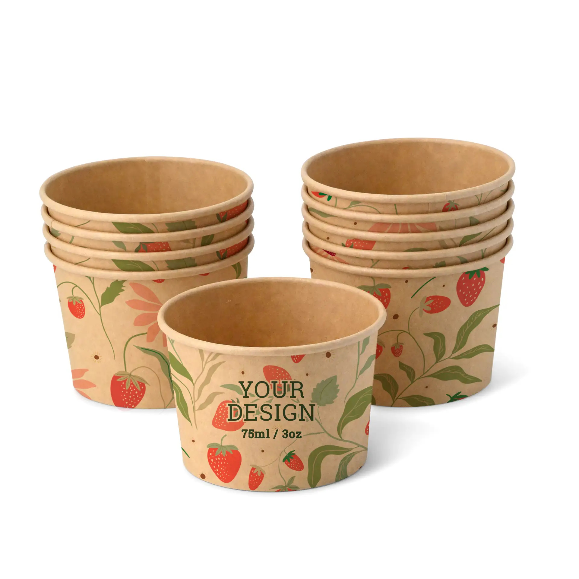 Eisbecher bedrucken, 75 ml / 3 oz, braun, PLA-beschichtet Eisbecher bedrucken, 75 ml / 3 oz, braun, PLA-beschichtet