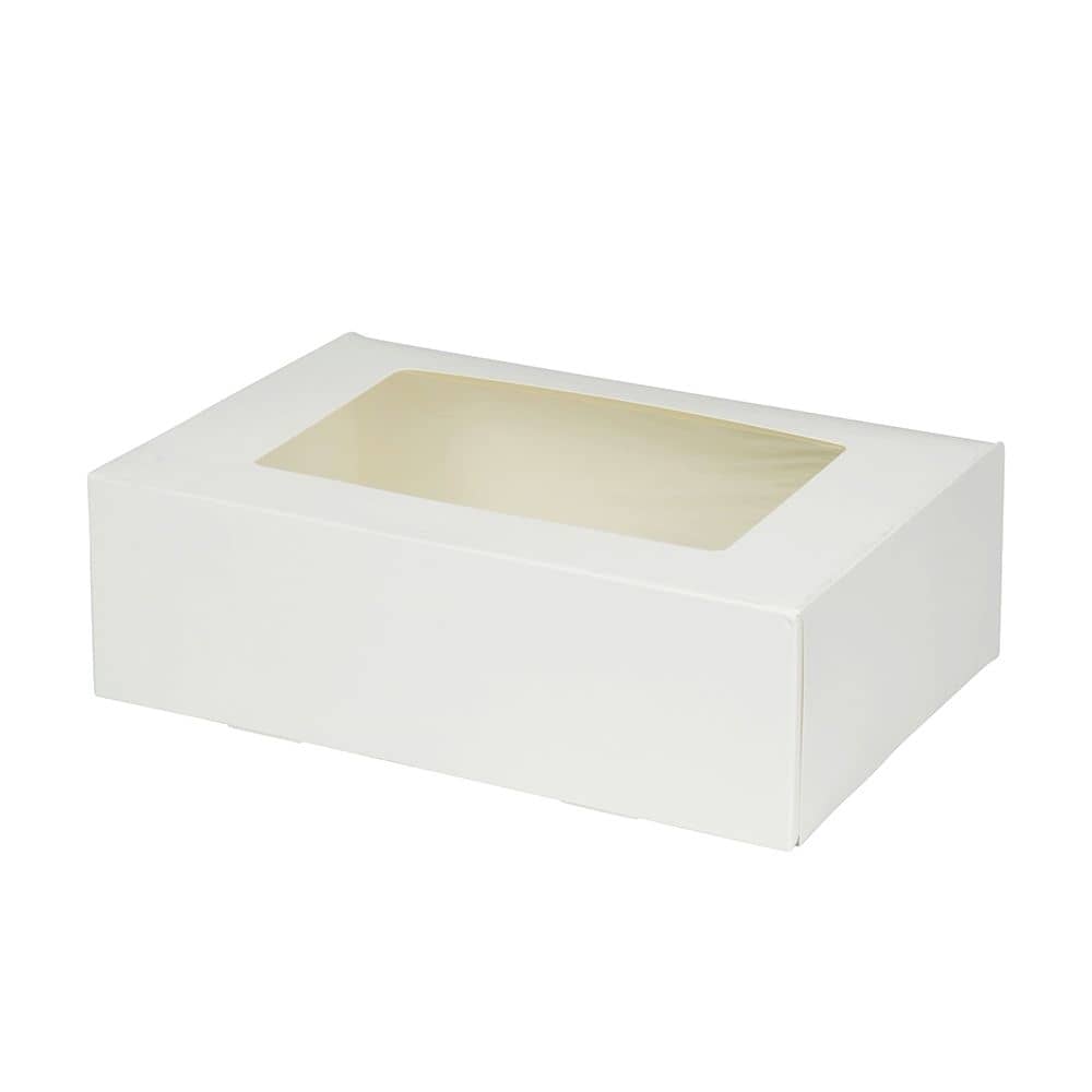 6er Cupcake-Boxen inkl. Einlage, PLA-Fenster, weiß