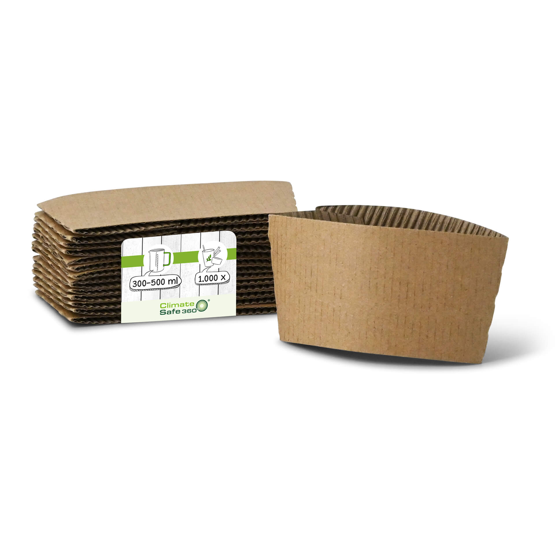 Karton-Bechermanschetten für 300 / 400 / 500 ml Pappbecher, braun