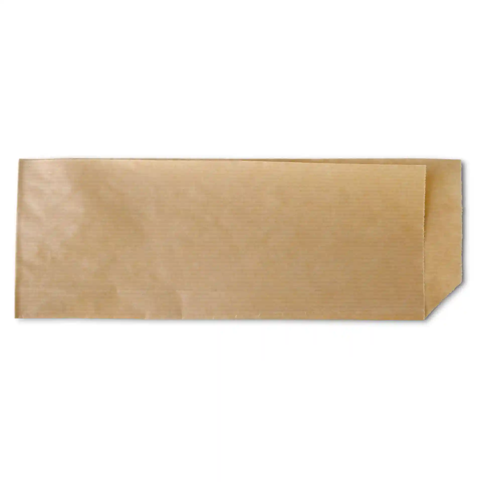 Braunes Lebensmittelverpackungspapier für Hotdogs, 8 x 20,5 cm, mit flacher, unbeschichteter Oberfläche.