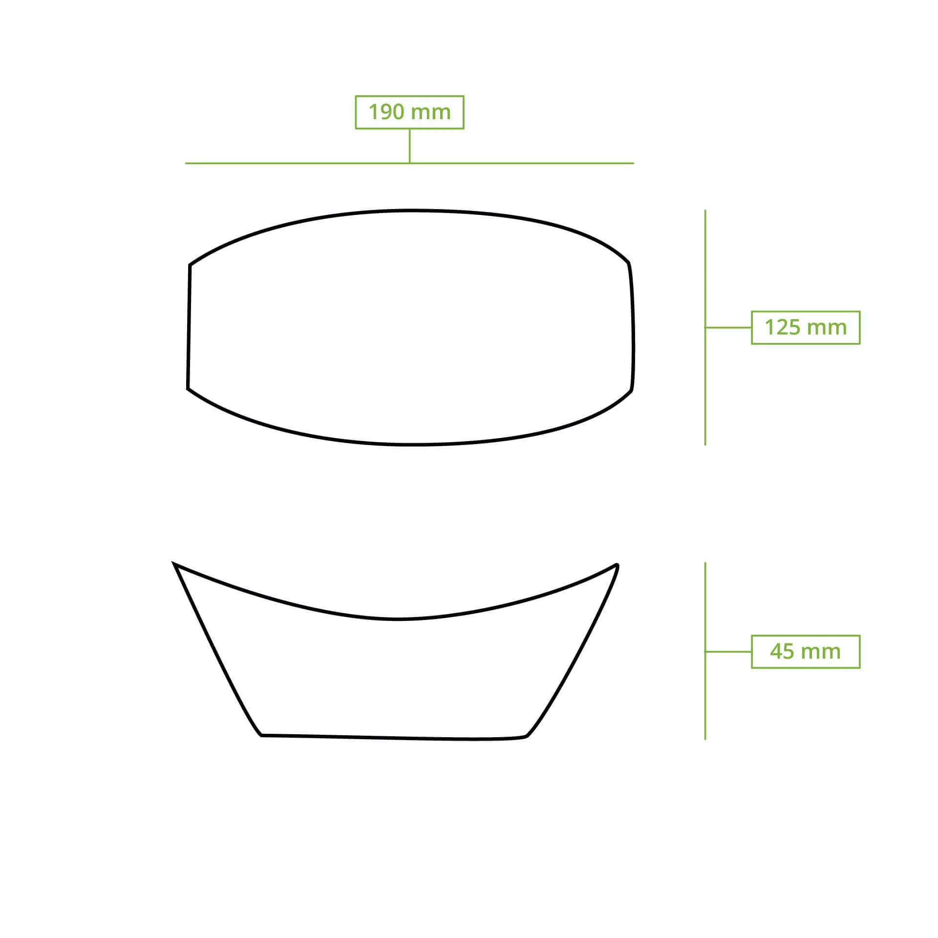 Cardboard snack bowl 500 ml, 21.5 x 16 x 5 cm, brown