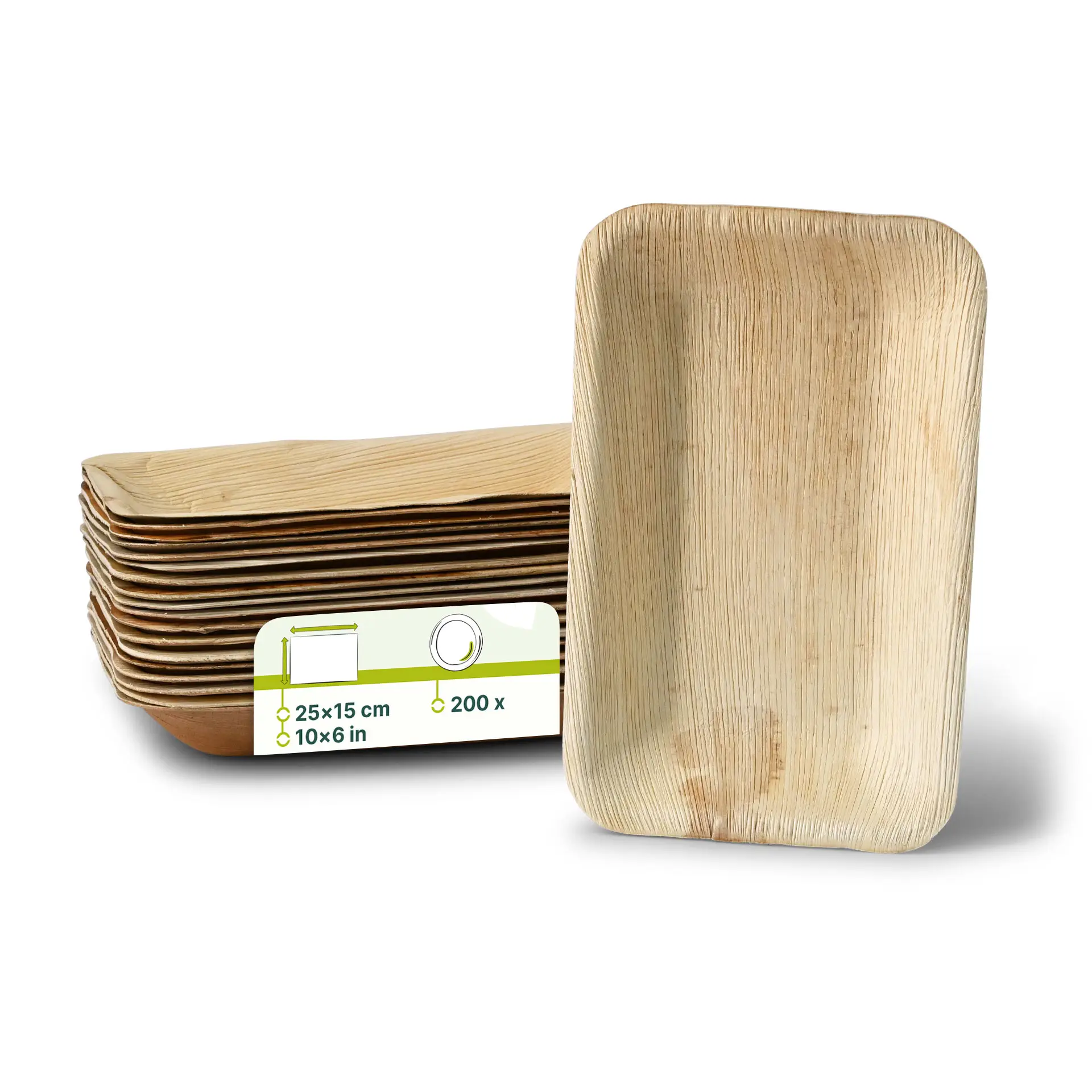 Palm leaf plates "Palmware®" 25 x 15 cm, deep, rectangular Palm leaf plates "Palmware®" 25 x 15 cm, deep, rectangular