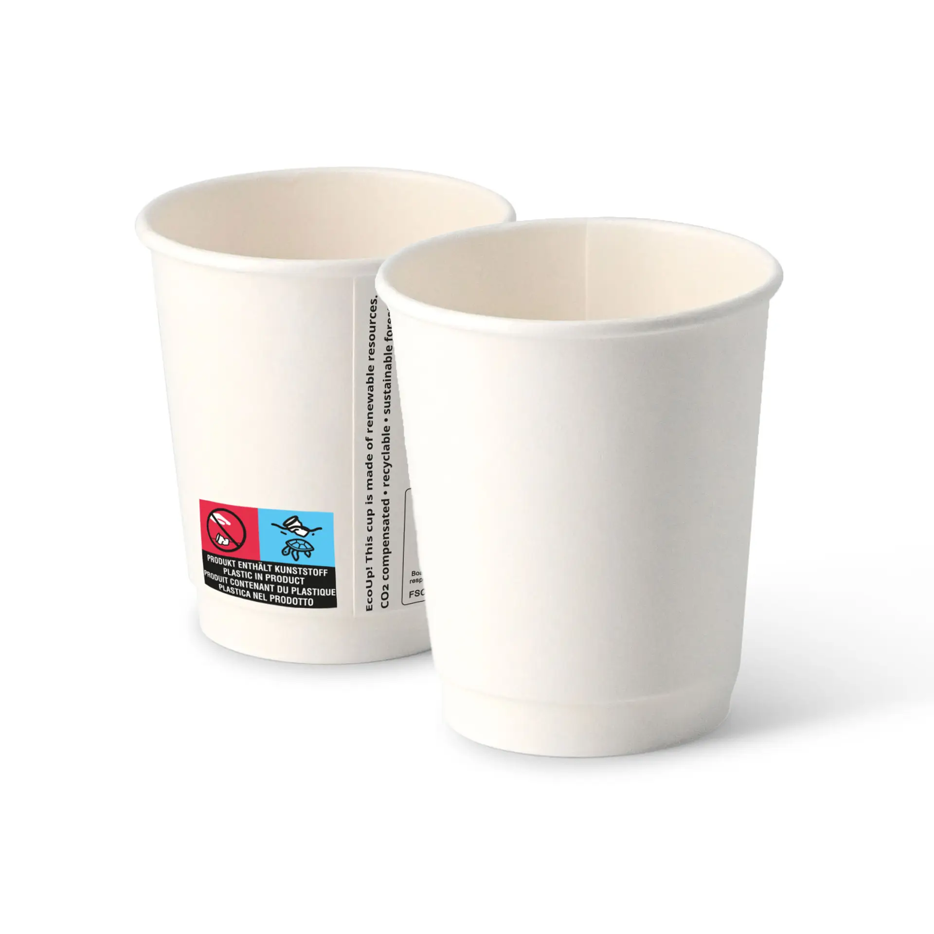 Coffee to go Becher aus Pappe (beschichtet) doppelwandig, 200 ml / 8 oz, Ø 80 mm, weiß Coffee to go Becher aus Pappe (beschichtet) doppelwandig, 200 ml / 8 oz, Ø 80 mm, weiß