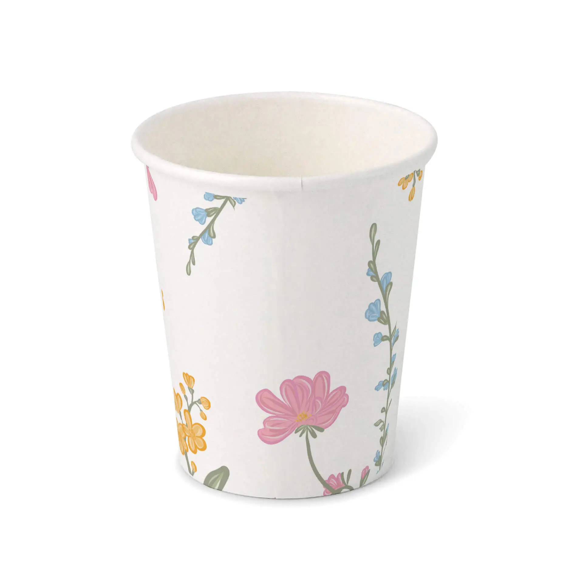 Pappbecher bedruckt "Frühling" (beschichtet) 200 ml / 8 oz, Ø 80 mm, weiß