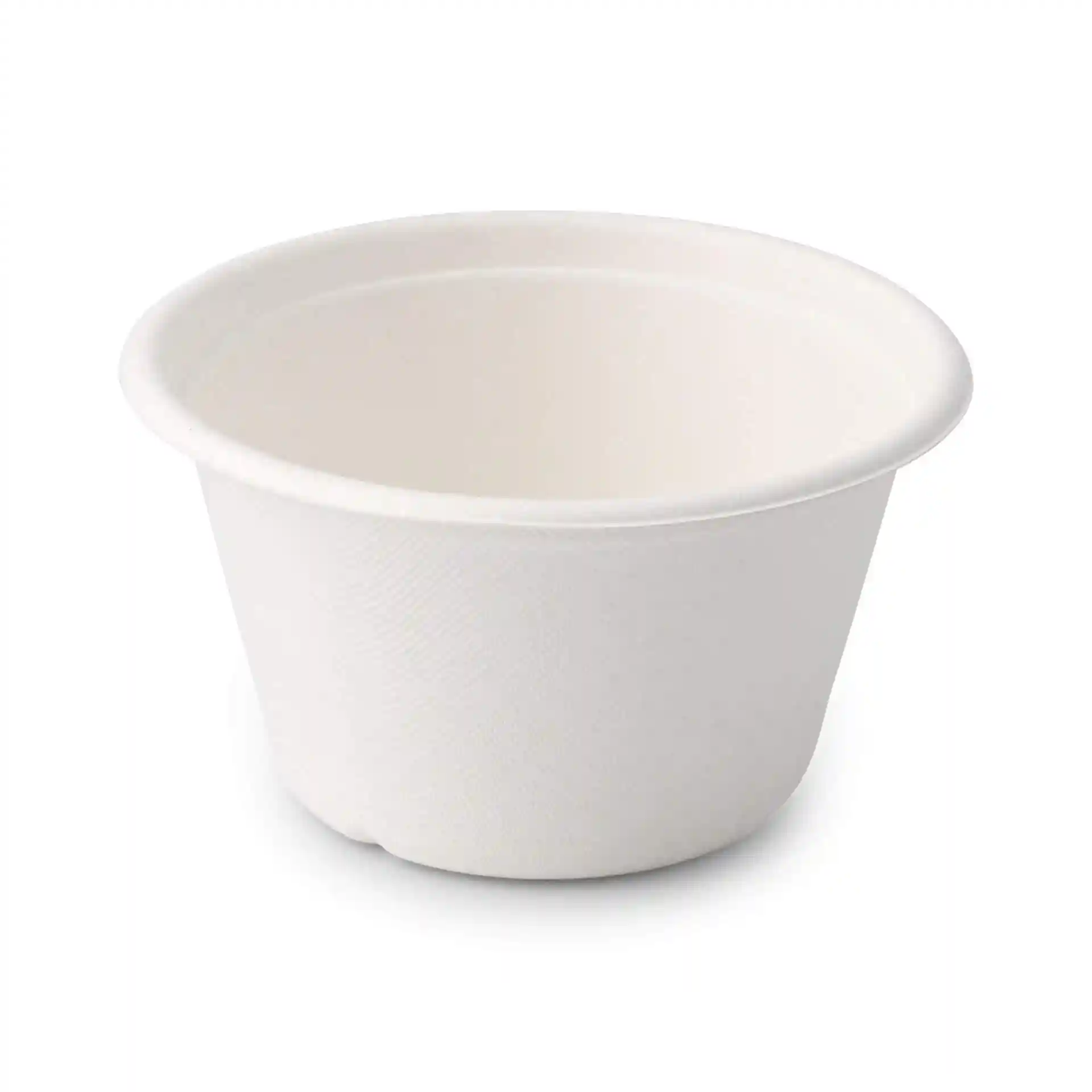 White sugarcane soup cup with a diameter of 135 mm and height of 76 mm, designed for 13 oz servings.