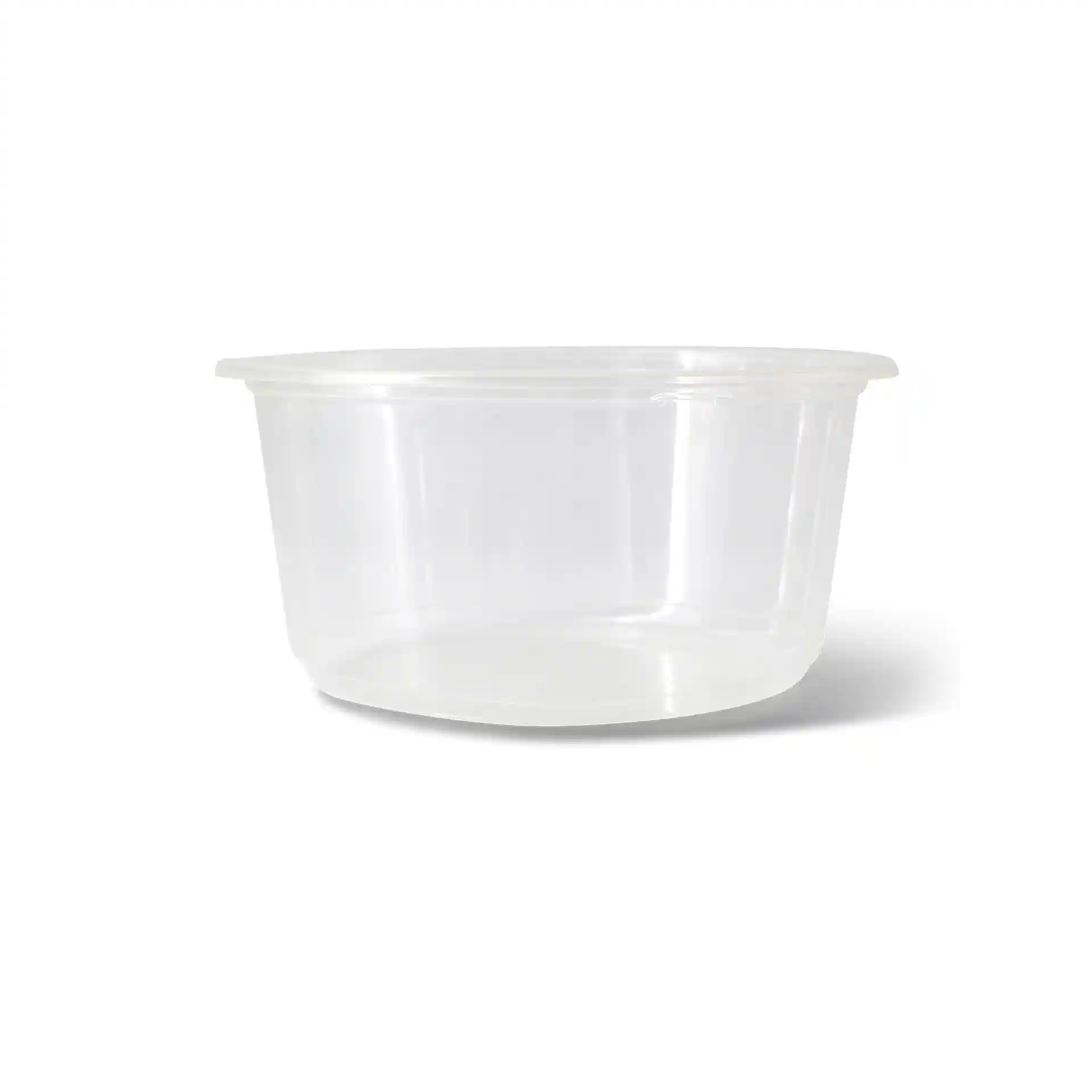 Transparenter runder Deli-Behälter mit einem Fassungsvermögen von 700 ml und einem Durchmesser von 143 mm.