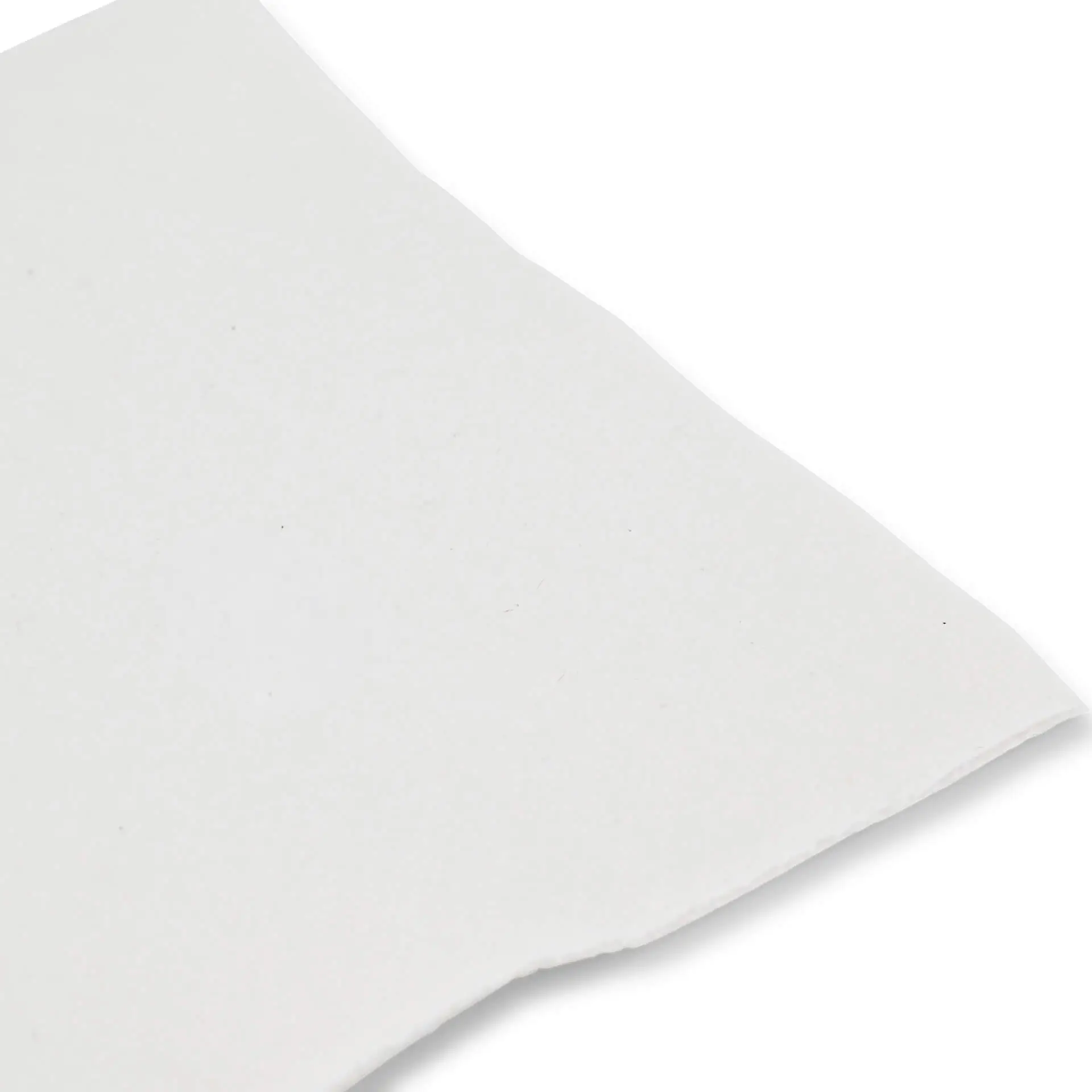 Square white cocktail napkin made of recycled paper, showing a recycling symbol and text.
