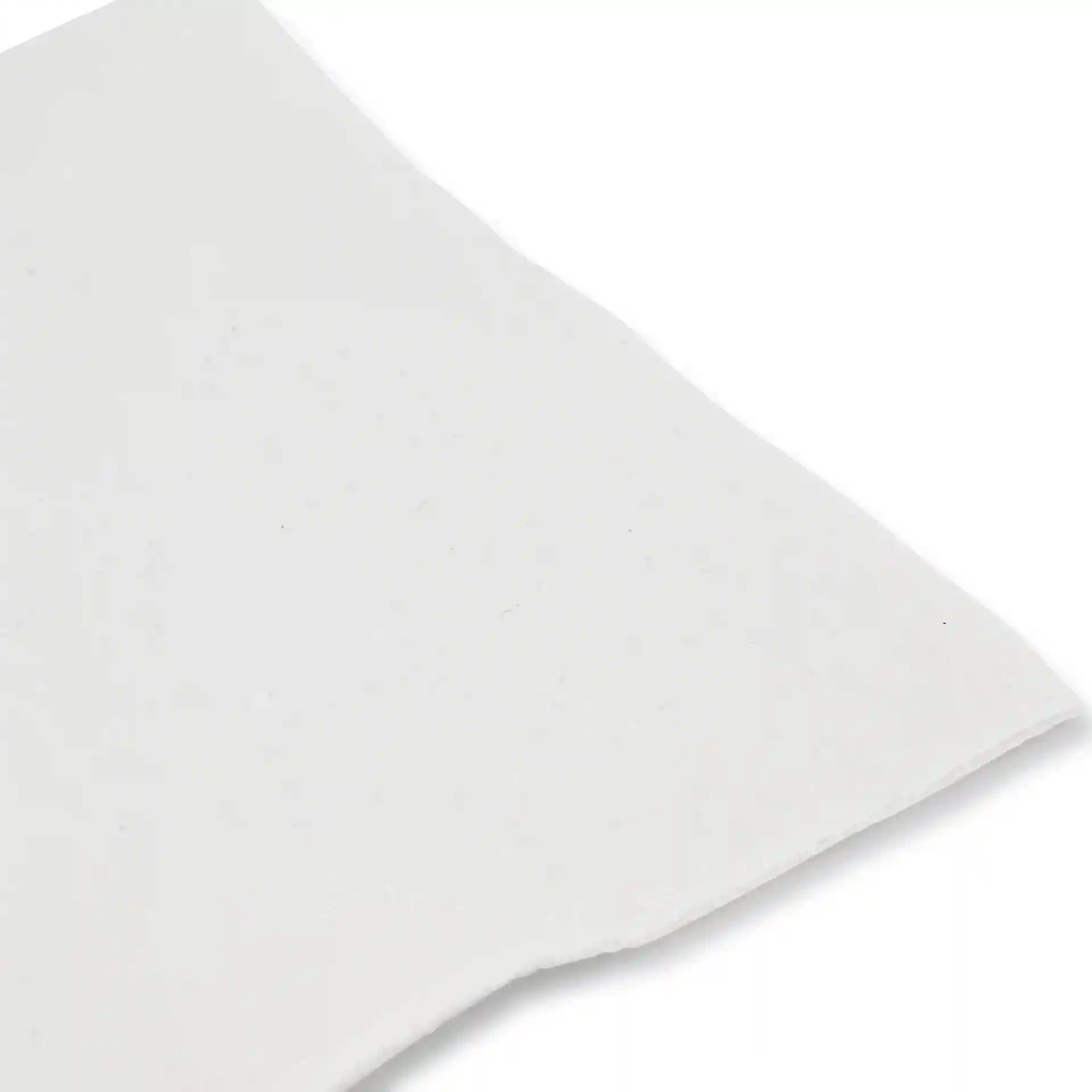 Square white cocktail napkin made of recycled paper, showing a recycling symbol and text.
