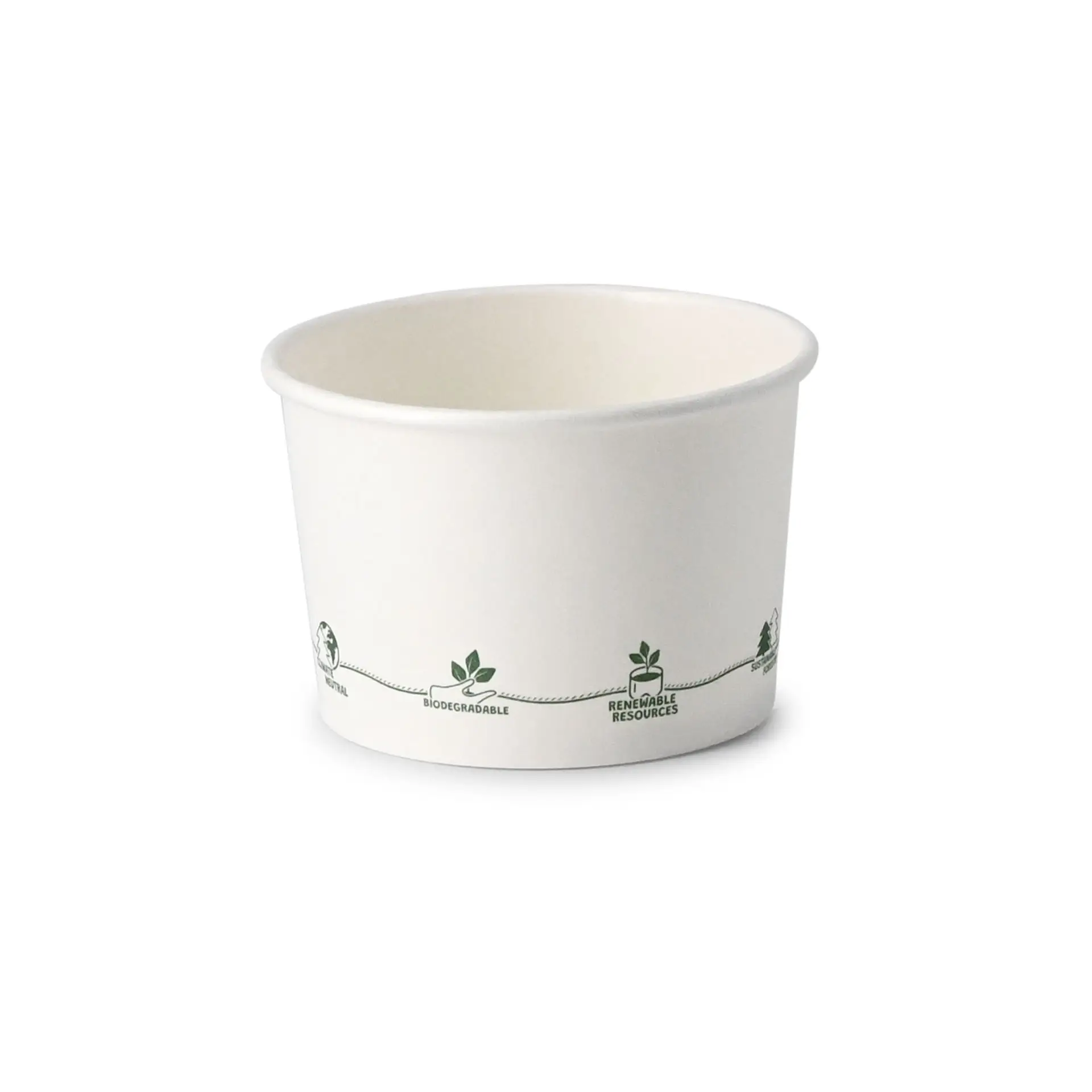 8 oz Cardboard Soup Cup (eco-friendly coating), Ø 90 mm, "EcoUp©"-Icons