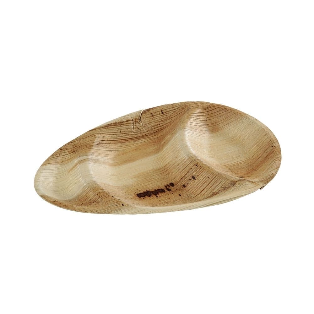 Palmware®-Teller 26 x 19,5 cm, 3 Kammern, tropfenförmig
