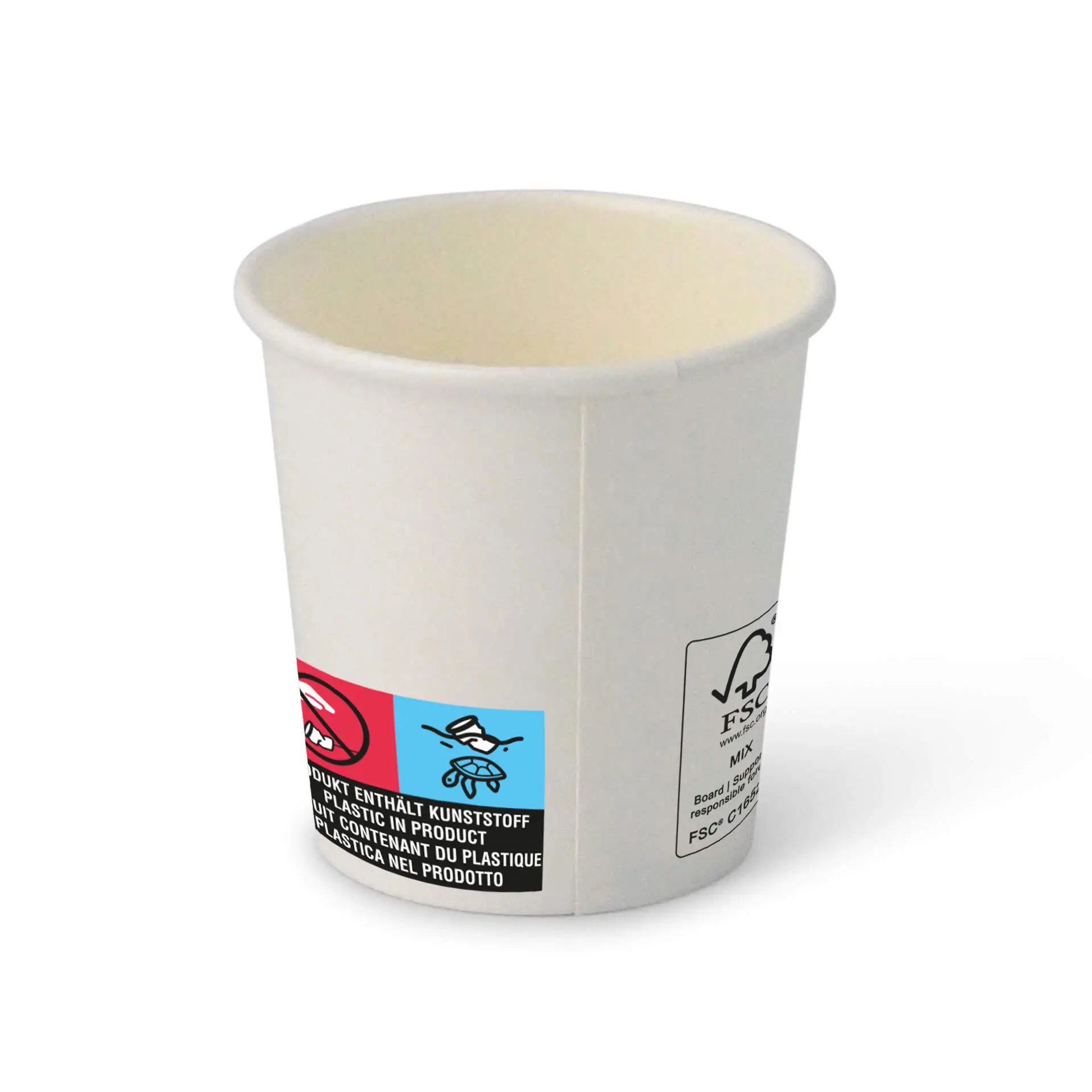 Pappbecher (beschichtet) 100 ml / 4 oz, Ø 62 mm, weiß