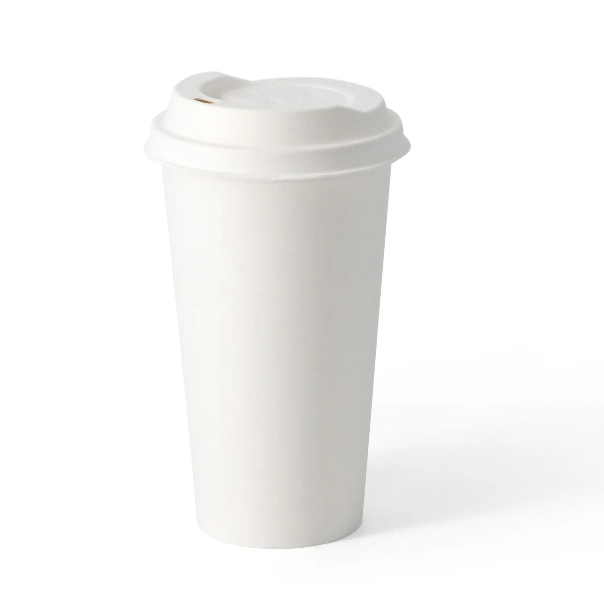 White single-wall paper cup, 500 ml, PLA-coated, suitable for hot and cold drinks, designed for eco-friendly takeaway use.