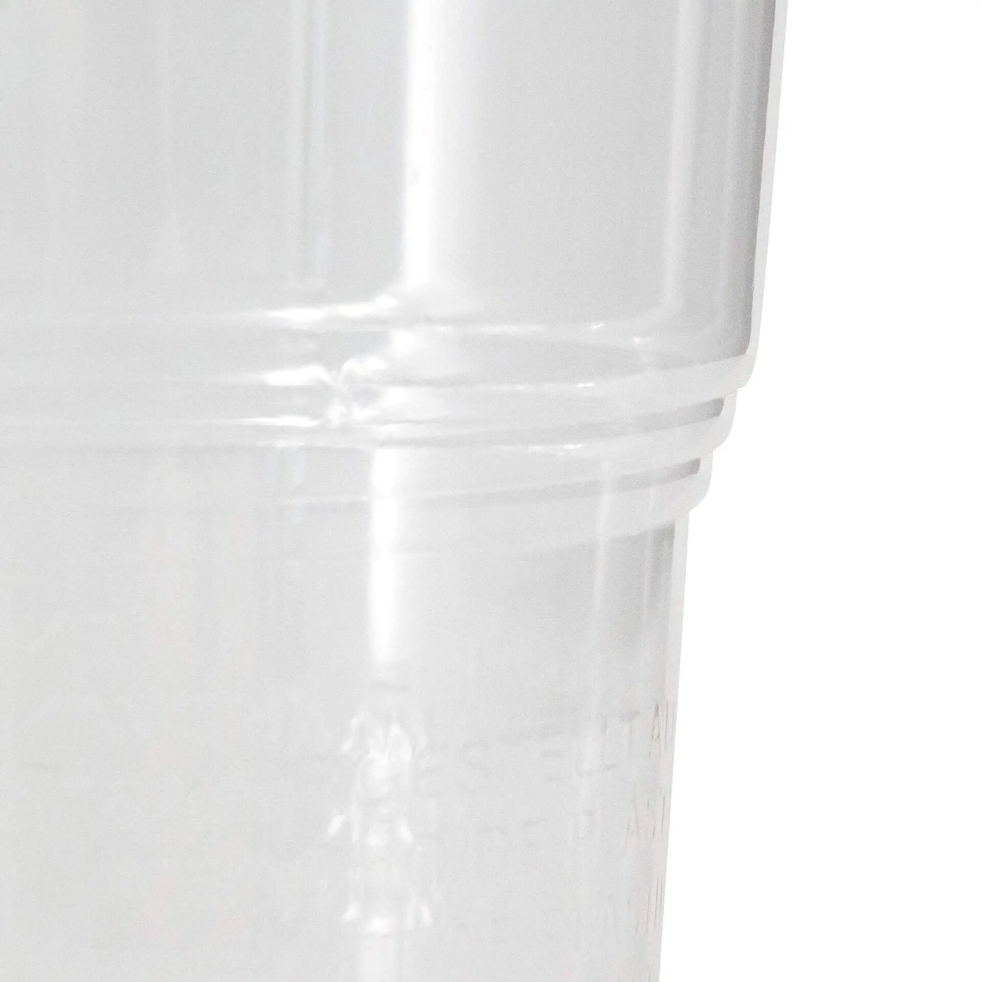 Transparent 10 oz cup made from PLA bioplastic, suitable for cold drinks, with a CE-marked fill line.