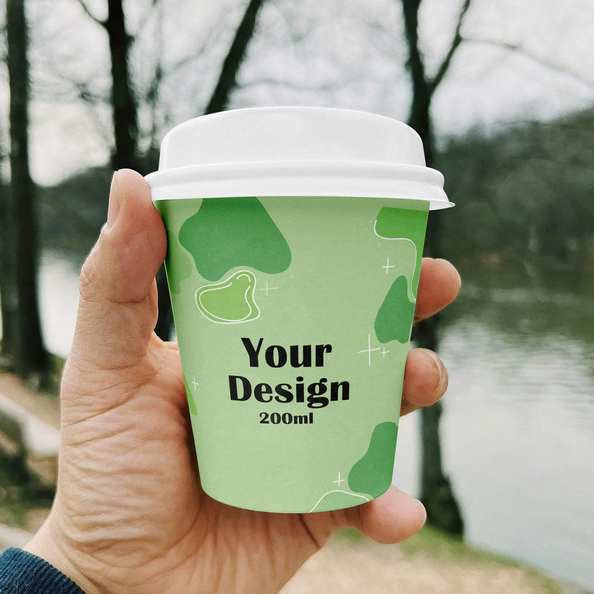 Printed take away coffee cups 200 ml / 8 oz, matt