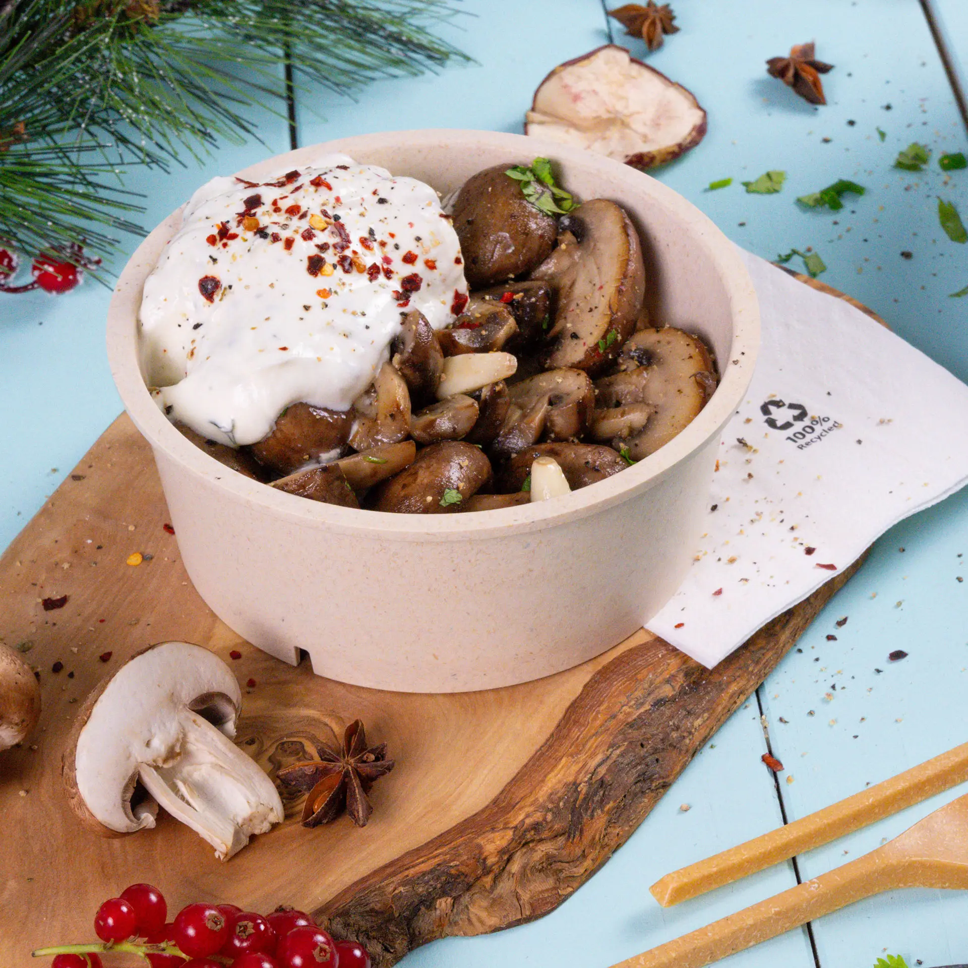 Reusable bowls "merways Bowl" 650 ml, Ø 150 mm, cashew / creamy white