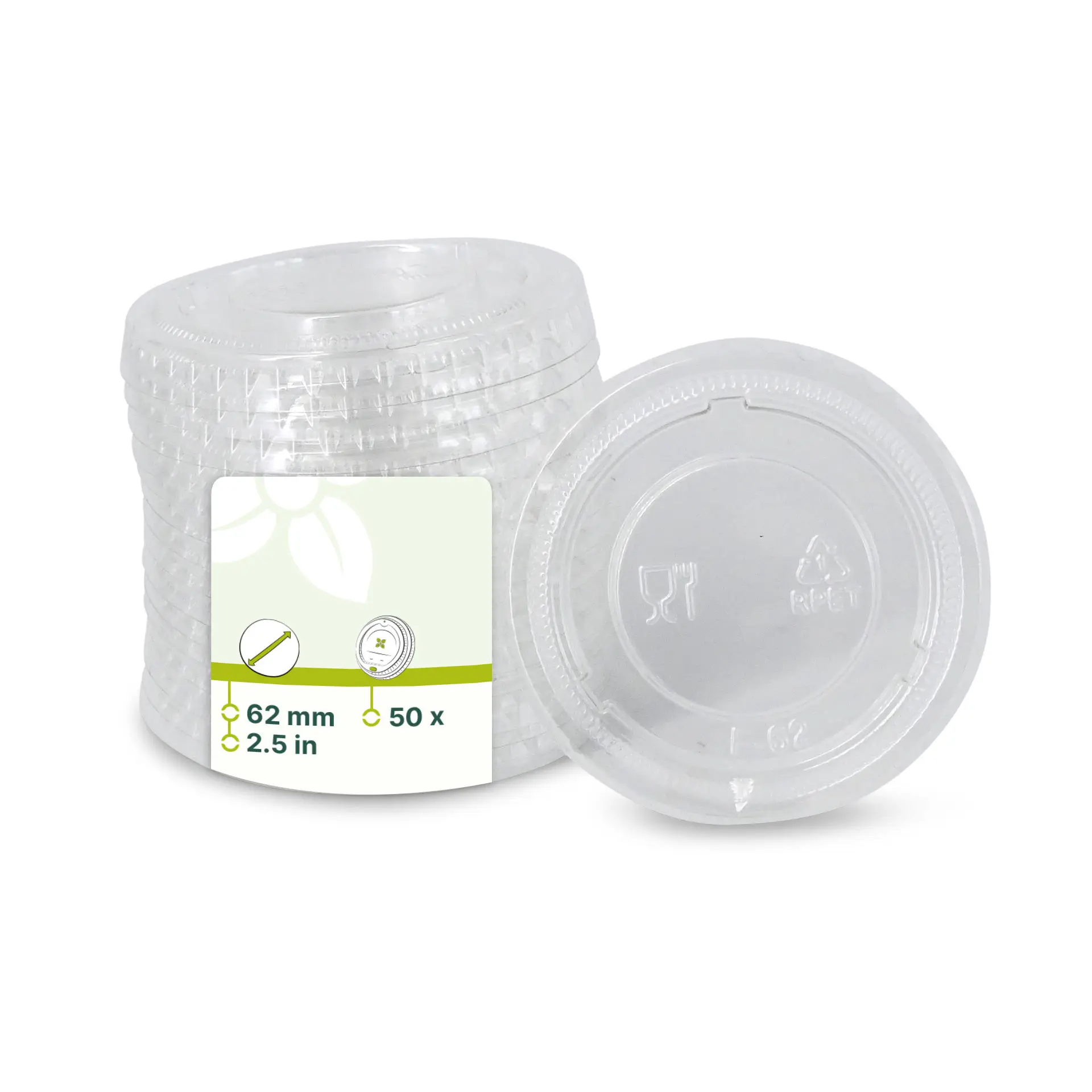 rPET-Deckel Ø 62 mm, transparent rPET-Deckel Ø 62 mm, transparent