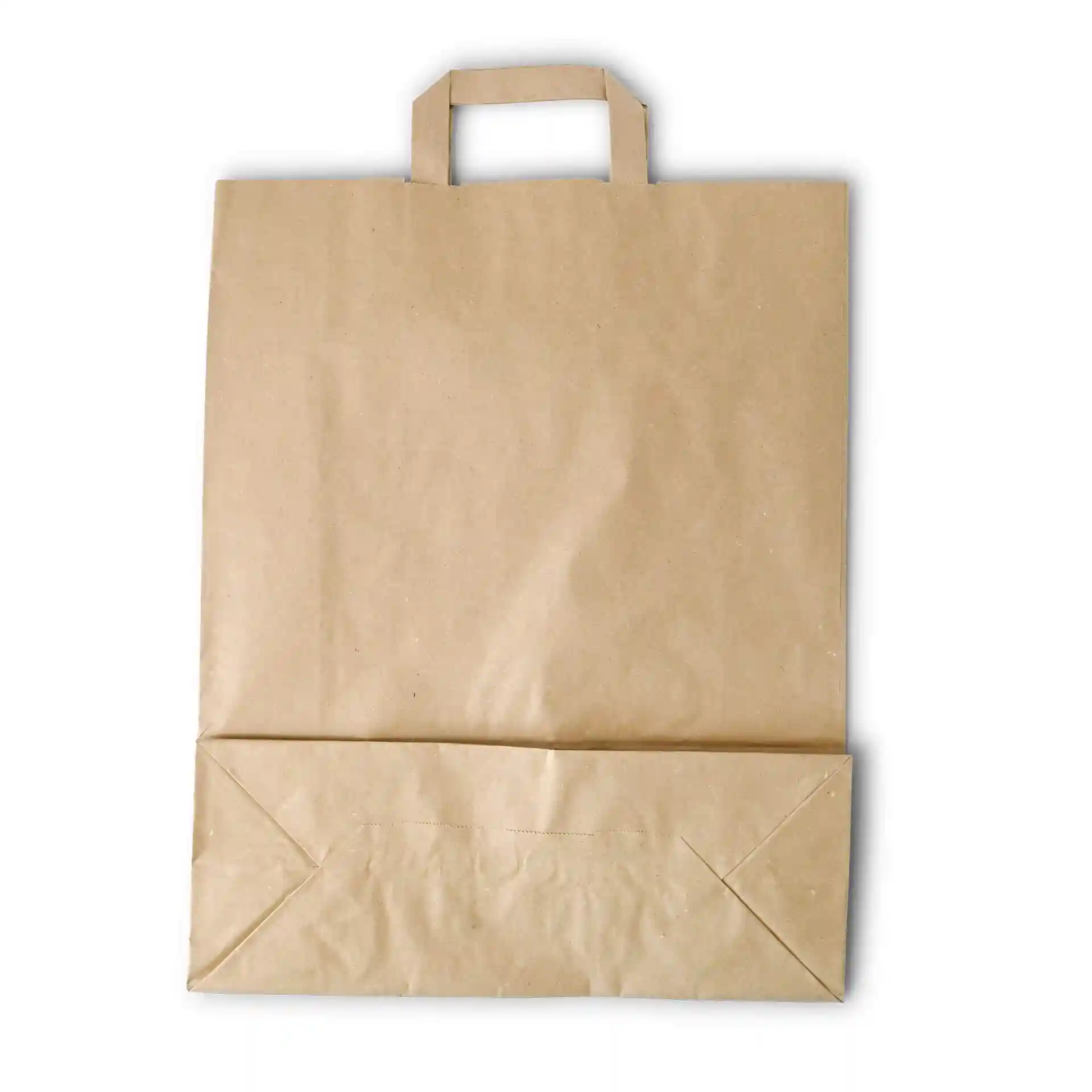 Brown paper carrier bag with a flat bottom and two handles, measuring 32 x 12 x 40 cm.