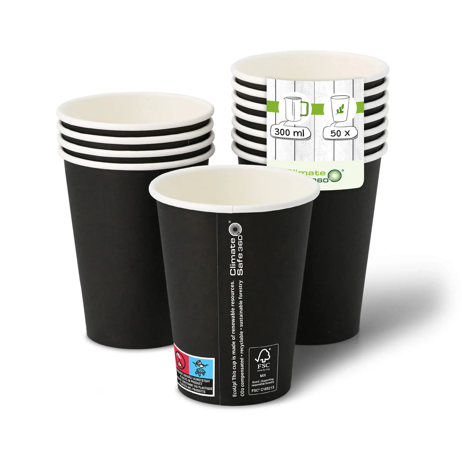 12 oz Paper cups (coated), Ø 90 mm, black con10014-01-1-pappbecher-beschichtet-300-ml-12-oz-90-mm-schwarz