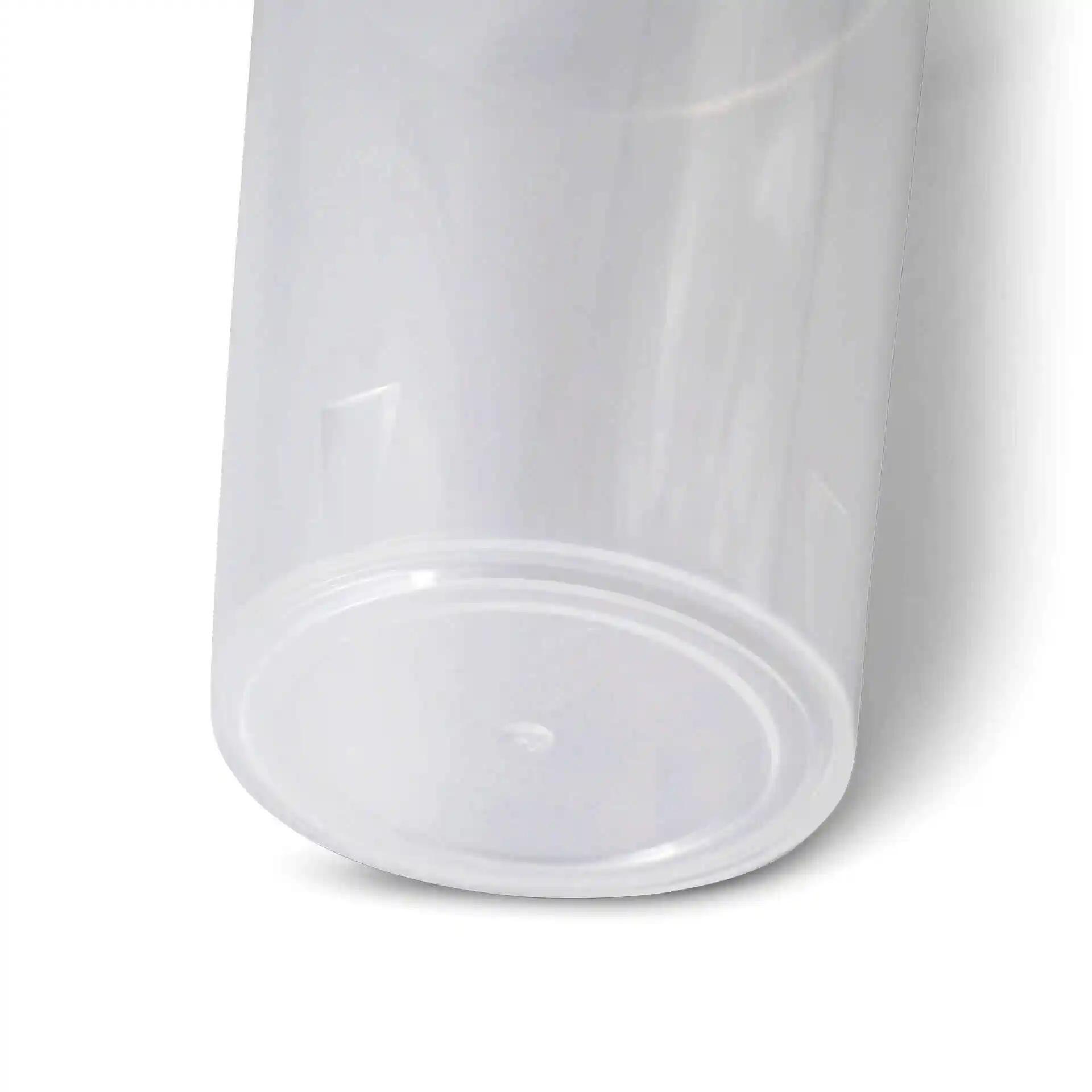 Transparent reusable cup with a diameter of 77 mm and a visible bottom.