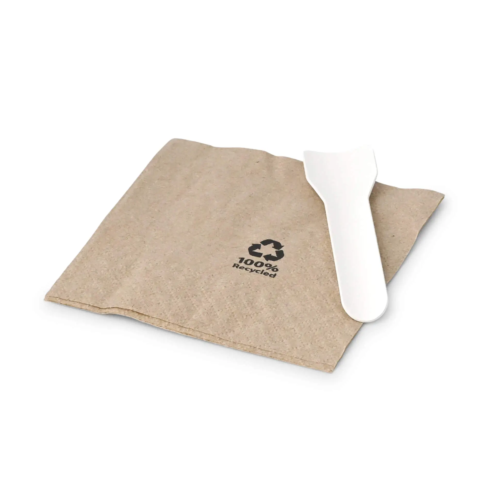 Cocktail napkins recycled paper 20 x 20 cm, 2-ply, 1/4 fold, brown