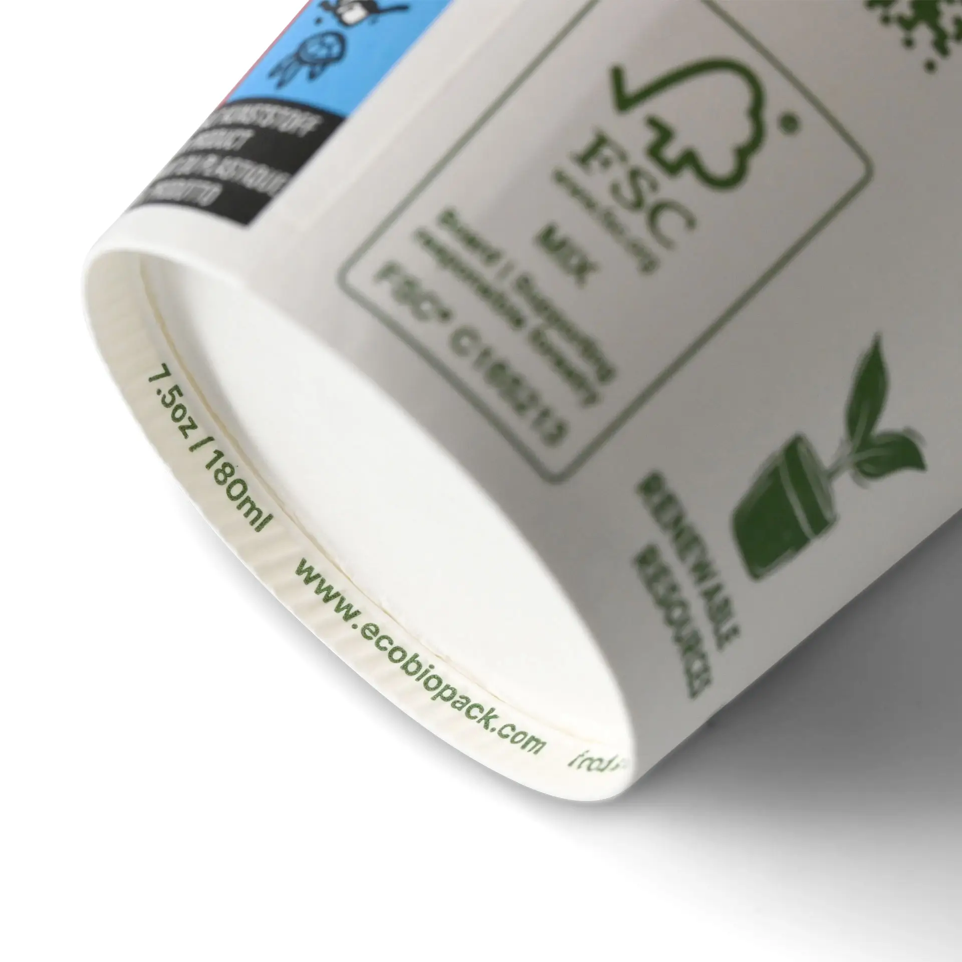 Automaten Becher "EcoUp©"- Icons, 180 ml / 7,5 oz, Ø 70 mm, einwandig, weiß, PLA-beschichtet