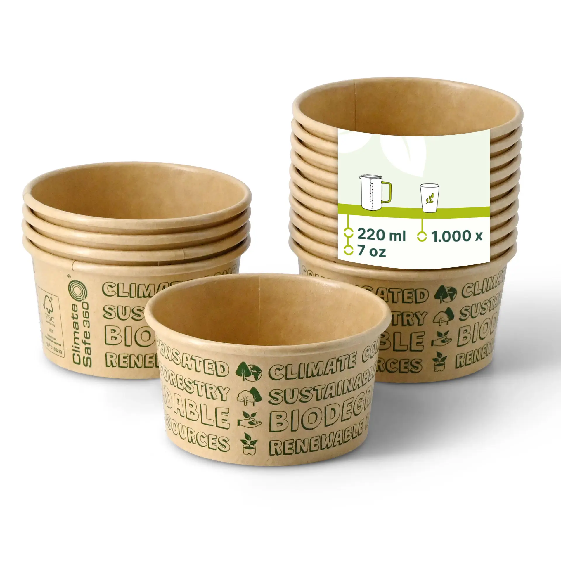 6 oz, max. 7.5 oz Paper Ice Cream Cups S, Ø 92 mm, brown