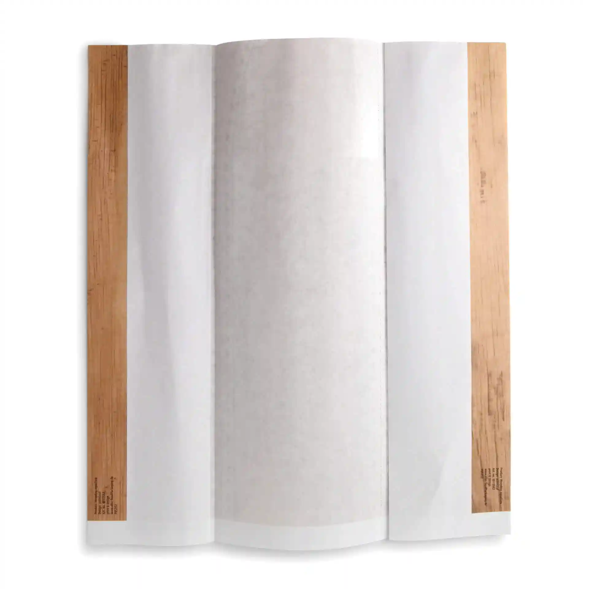 Brown kraft wrap bag, prefolded, measuring 10.5 x 30.5 cm, with visible paper texture and wooden ends.
