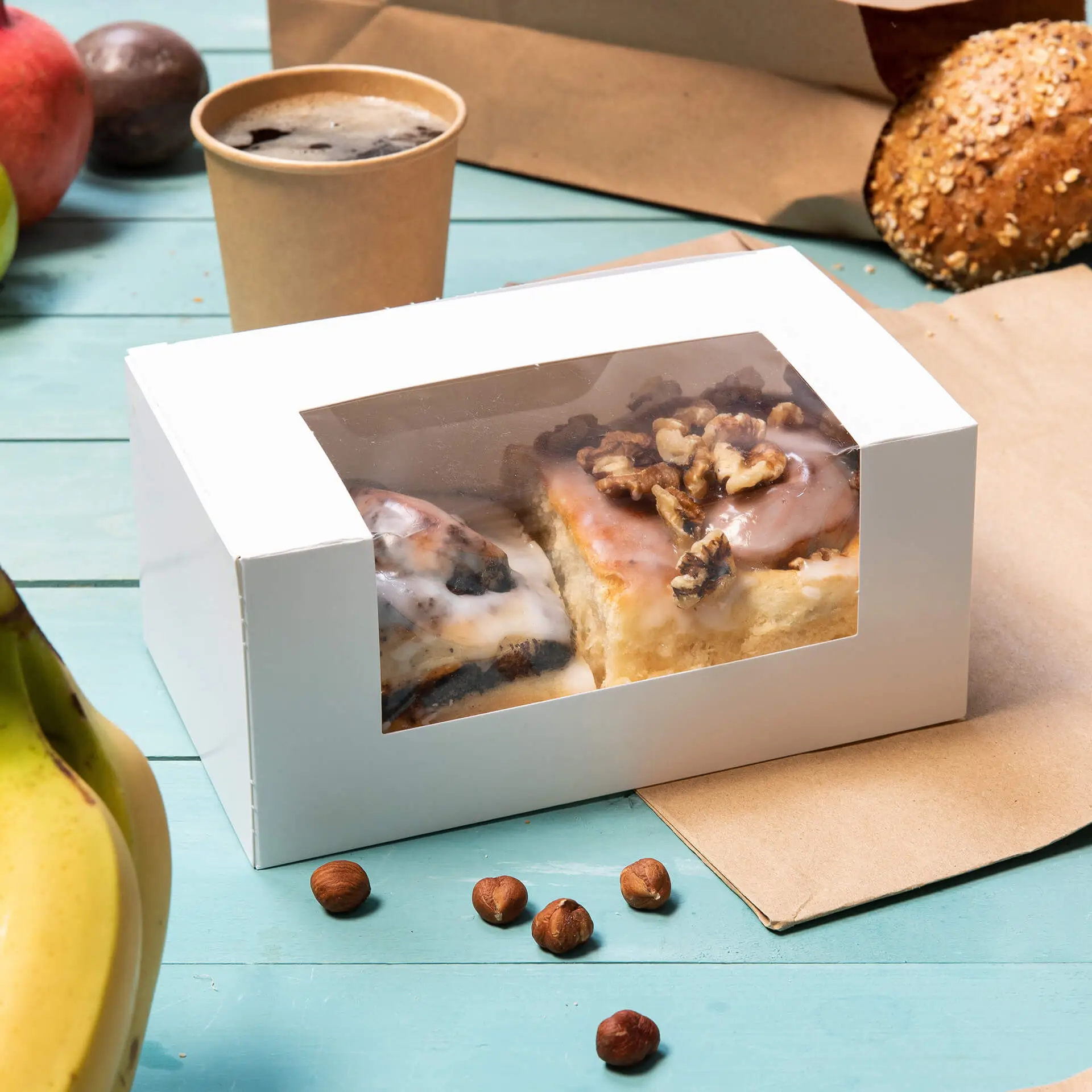 Patisserie Verpackungen 13 x 11 x 8 cm, Zellulose-Fenster, weiß Patisserie Verpackungen 13 x 11 x 8 cm, Zellulose-Fenster, weiß